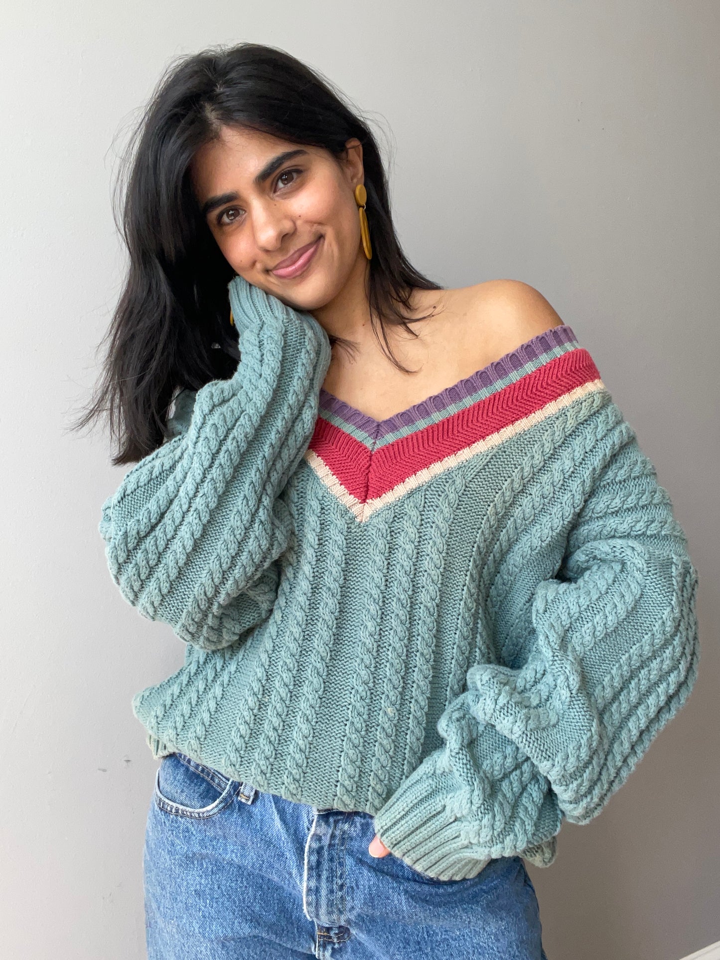Vintage Mint Tennis Sweater (Size L)