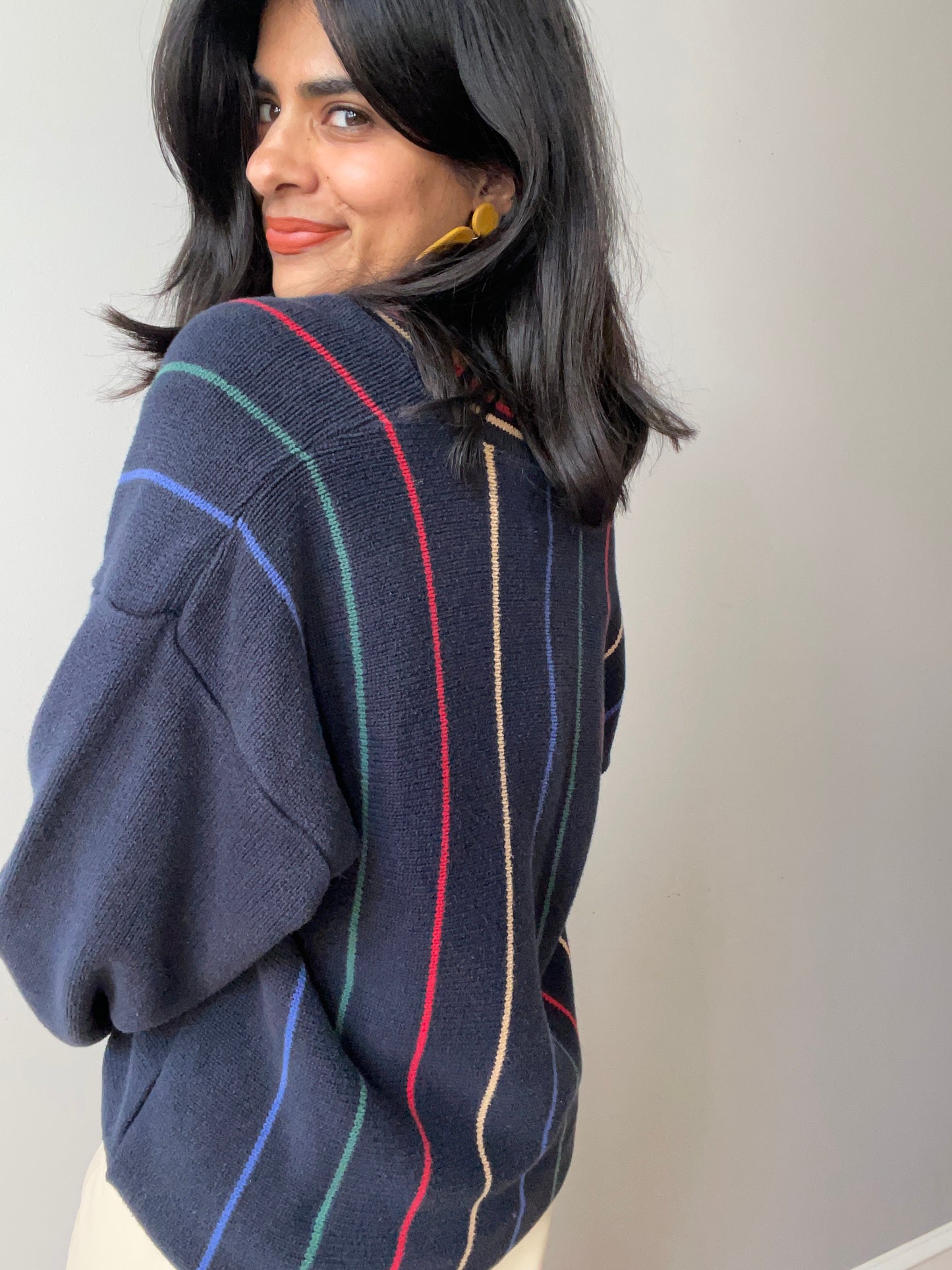 Vintage Rainbow Tennis Sweater by Jantzen (Size XL)