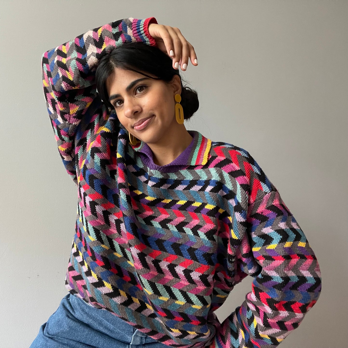 Vintage Multicolor Knit Sweater by Christine Foley (Size L)