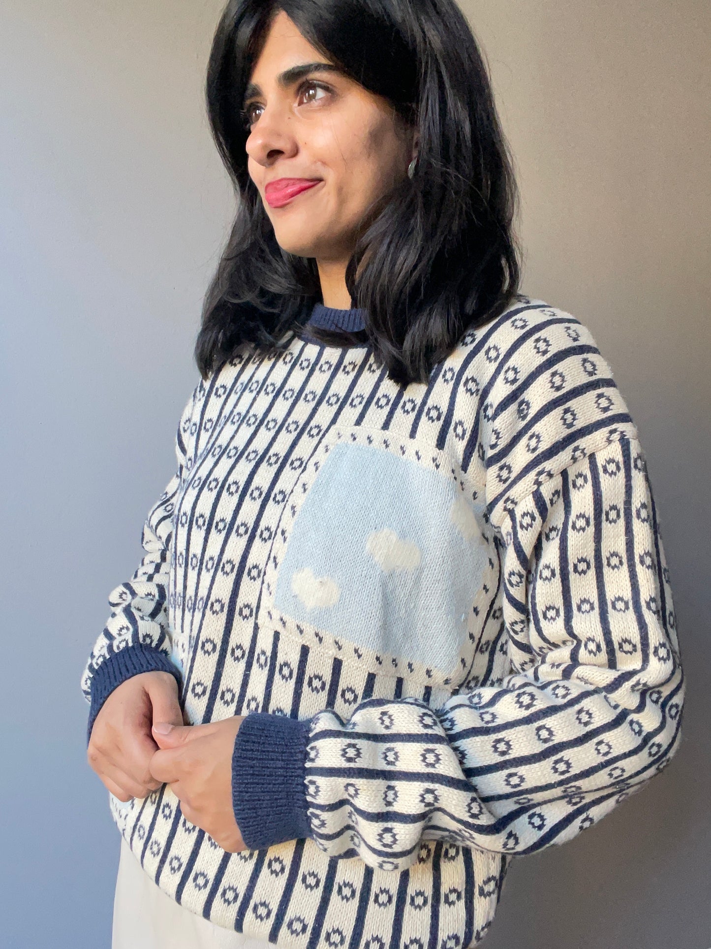 Vintage Cottage Scenic Sweater (Size S/M)