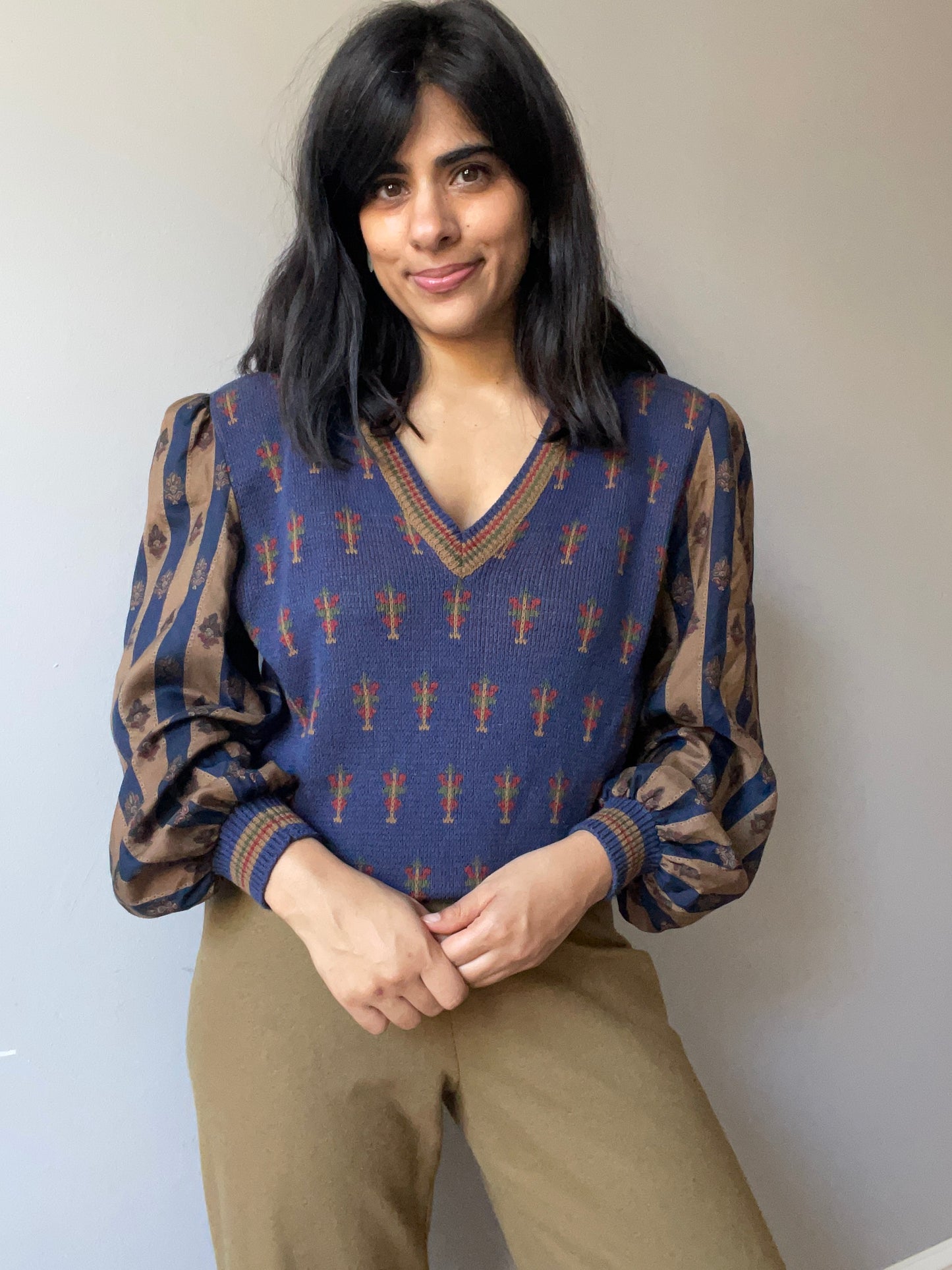 Navy Cottage Inspired Vest w/Sleeves (Size S)