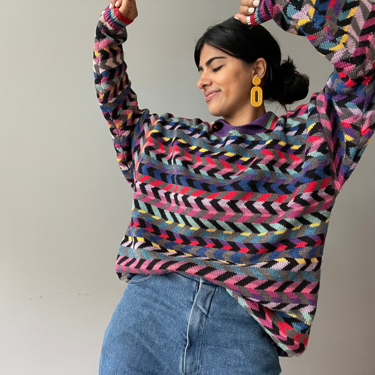 Vintage Multicolor Knit Sweater by Christine Foley (Size L)