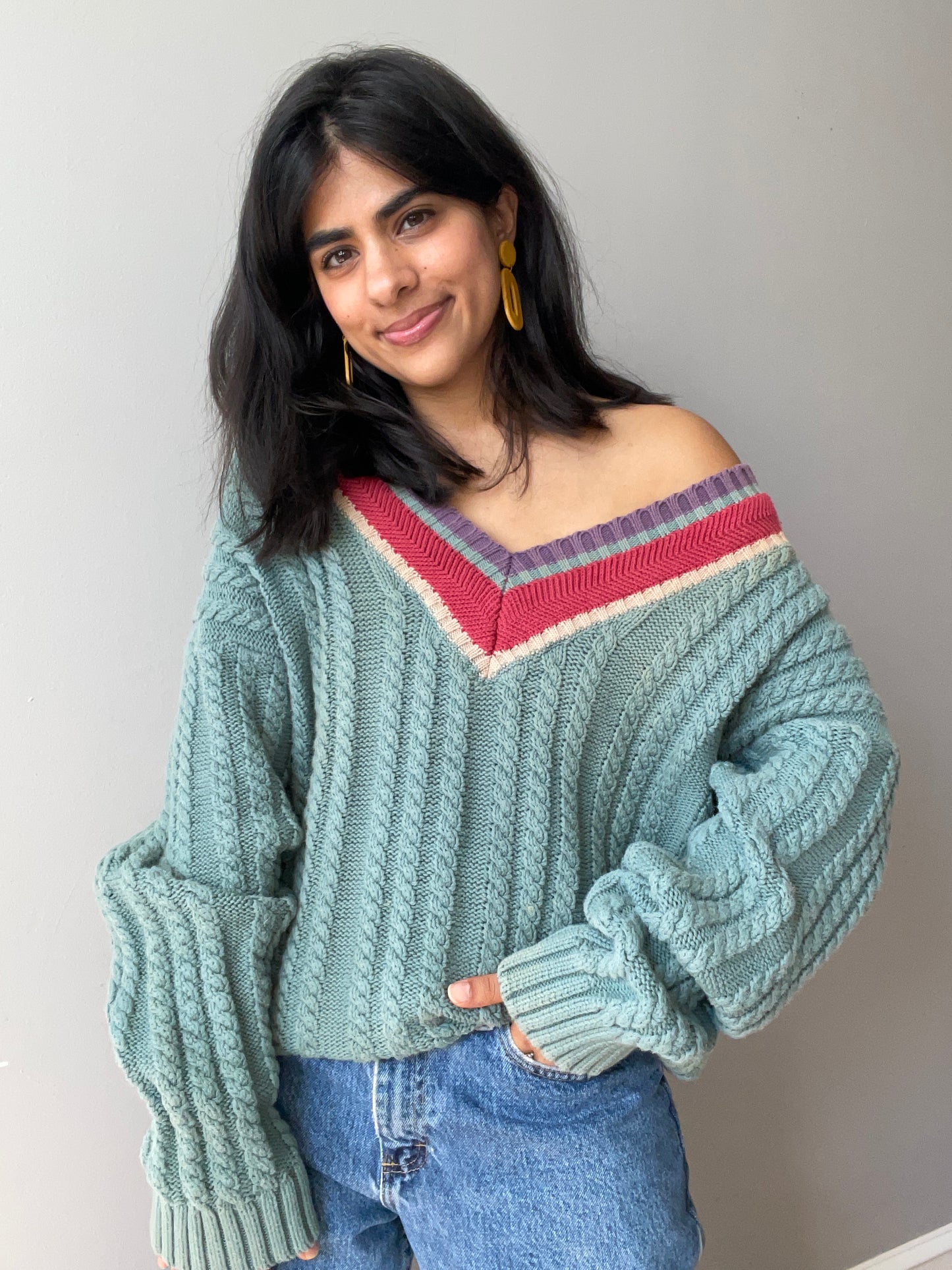 Vintage Mint Tennis Sweater (Size L)