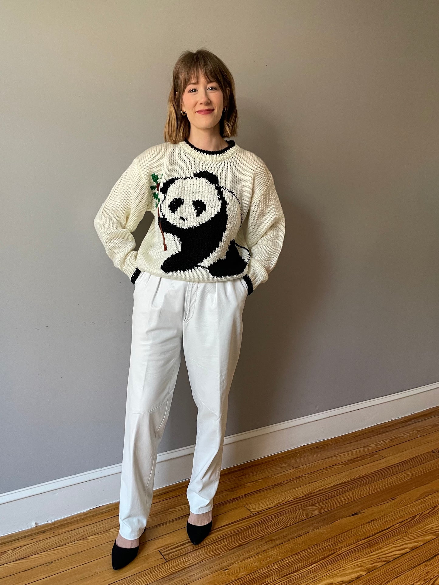 Vintage Panda Knit Sweater (Size S)