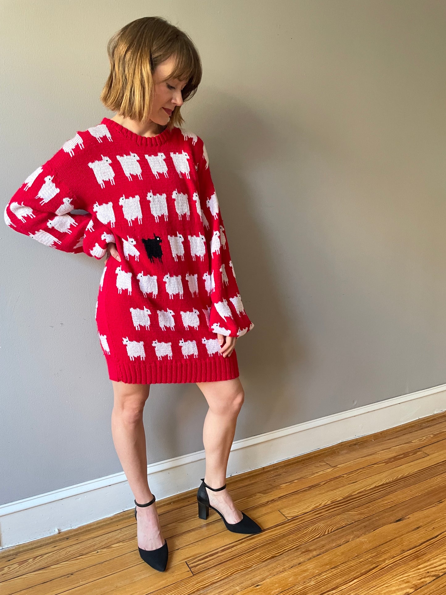 Vintage "Diana" Inspired Sheep Sweater Dress (Medium)
