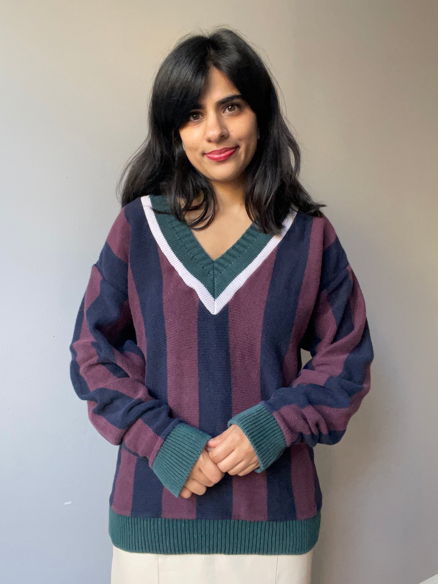 Vintage Cozy Varsity Sweater (Size L)