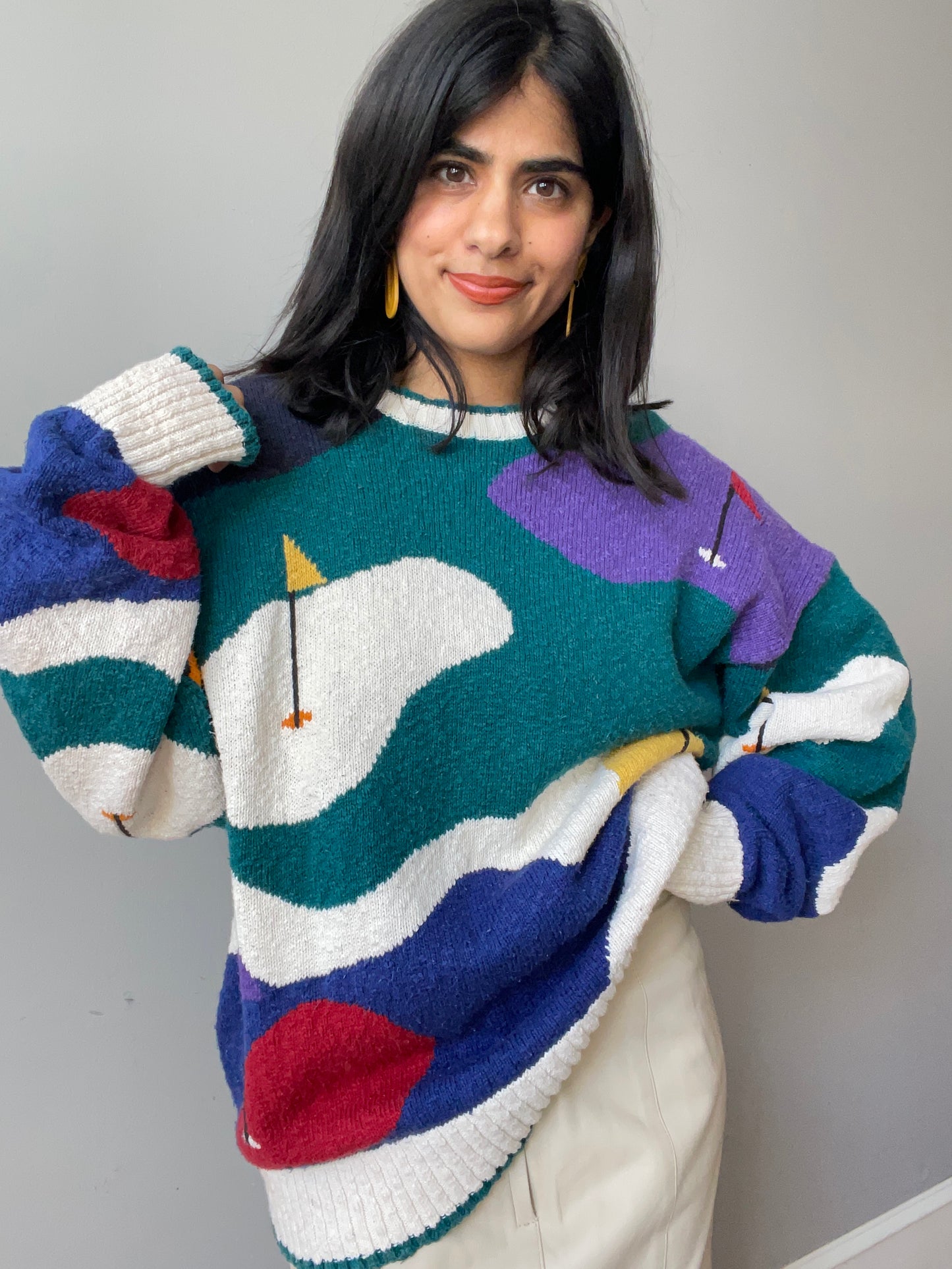 Vintage Pop Art Golf Course Knit (Size XL)