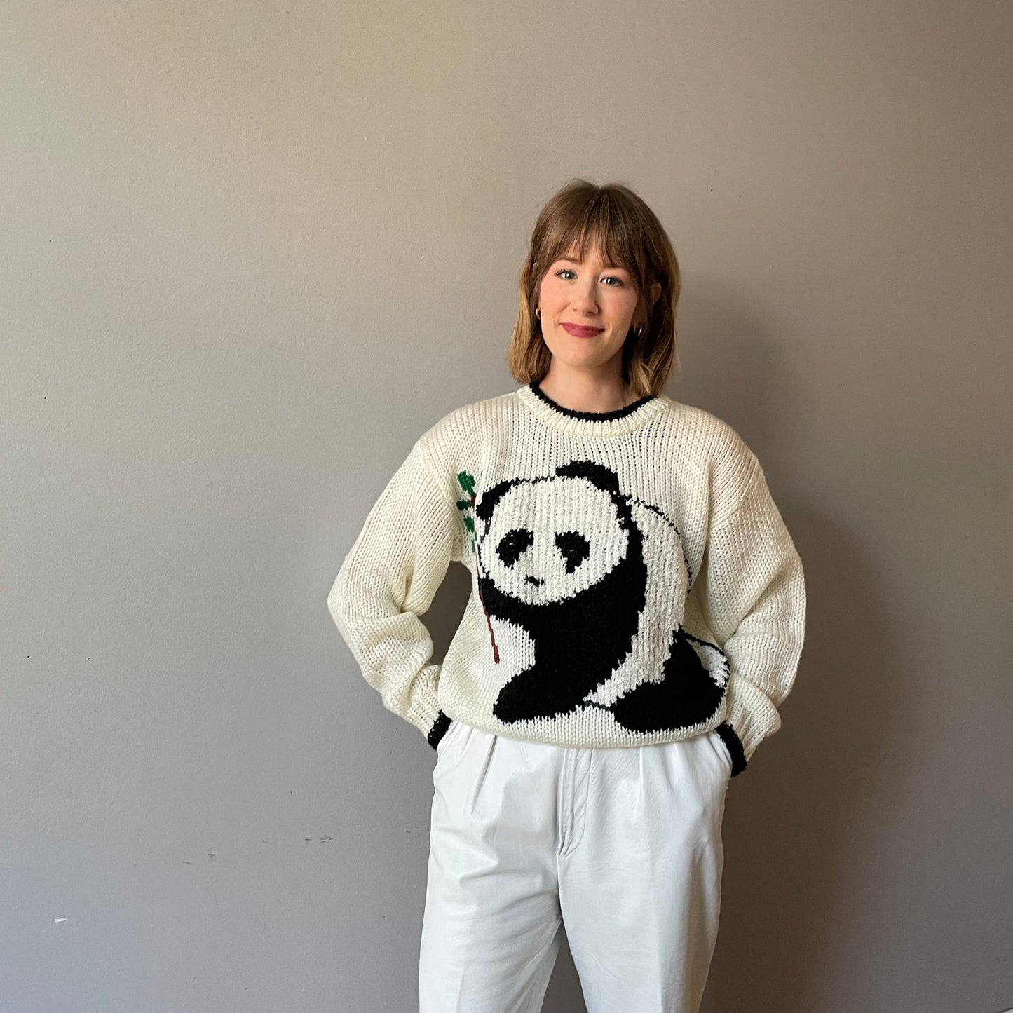 Vintage Panda Knit Sweater (Size S)