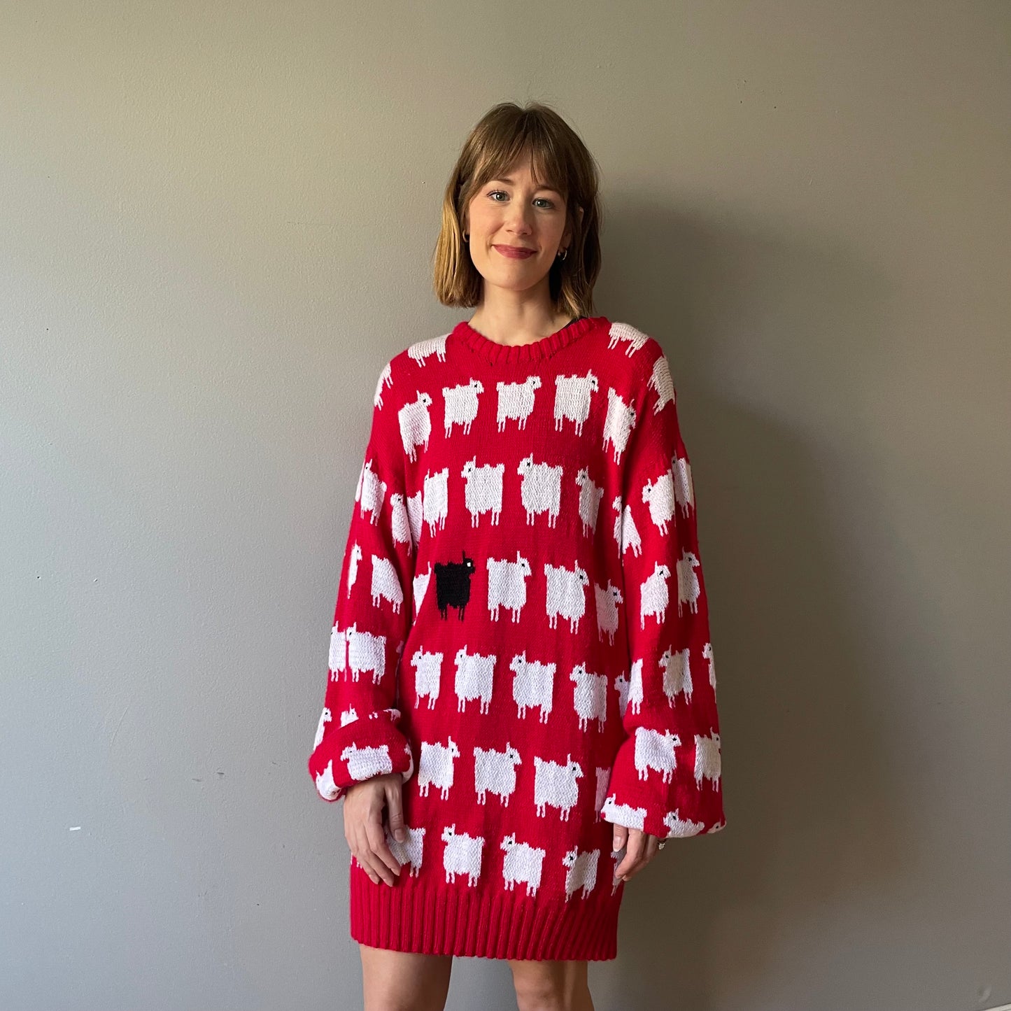 Vintage "Diana" Inspired Sheep Sweater Dress (Medium)