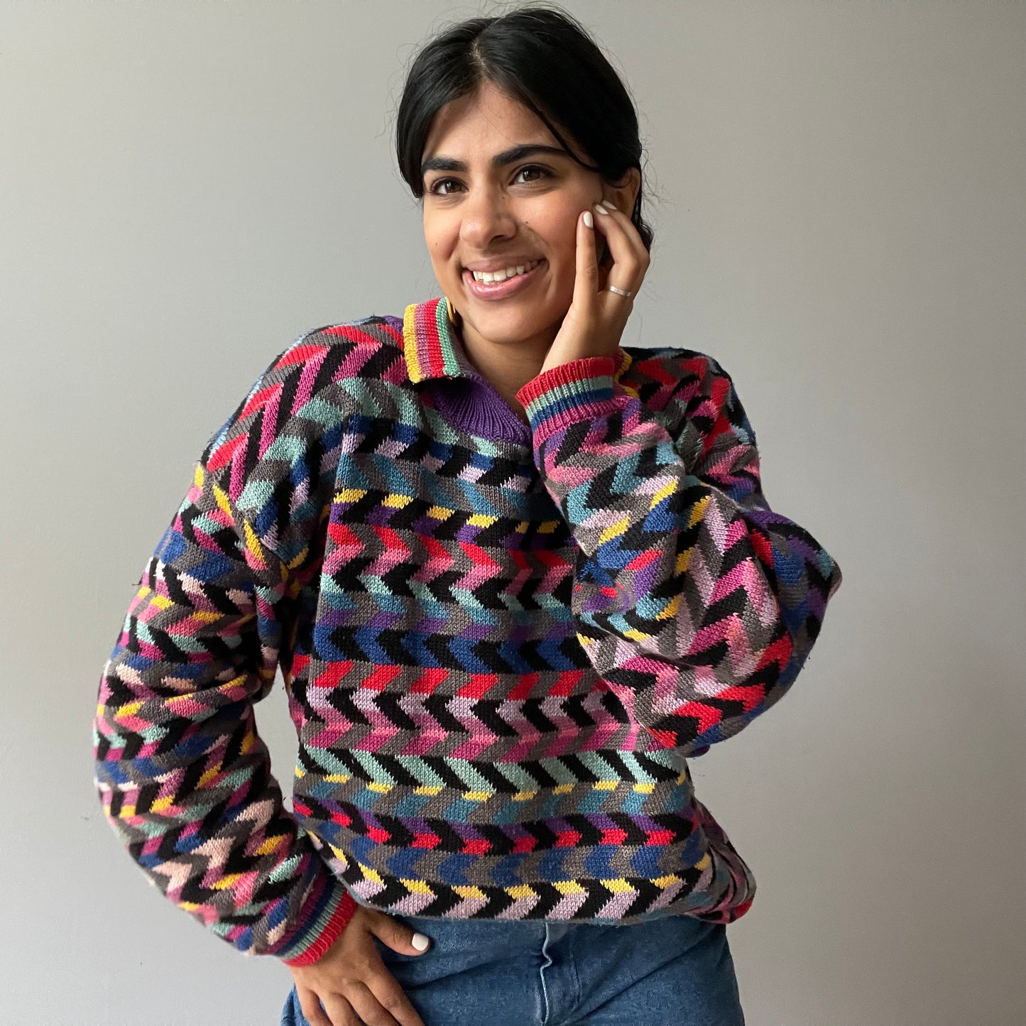 Vintage Multicolor Knit Sweater by Christine Foley (Size L)