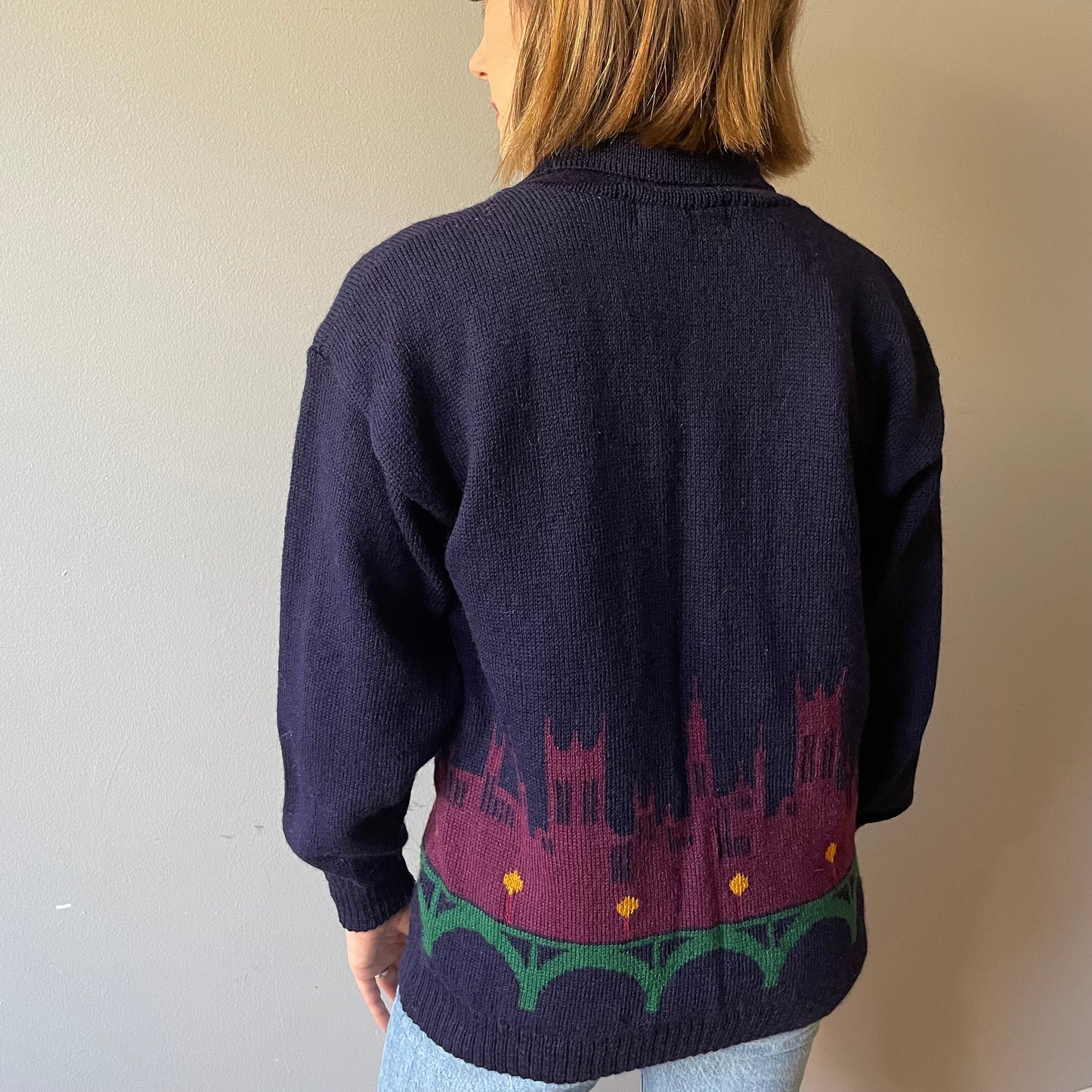 Vintage Midnight Cityscape Sweater (Size M)