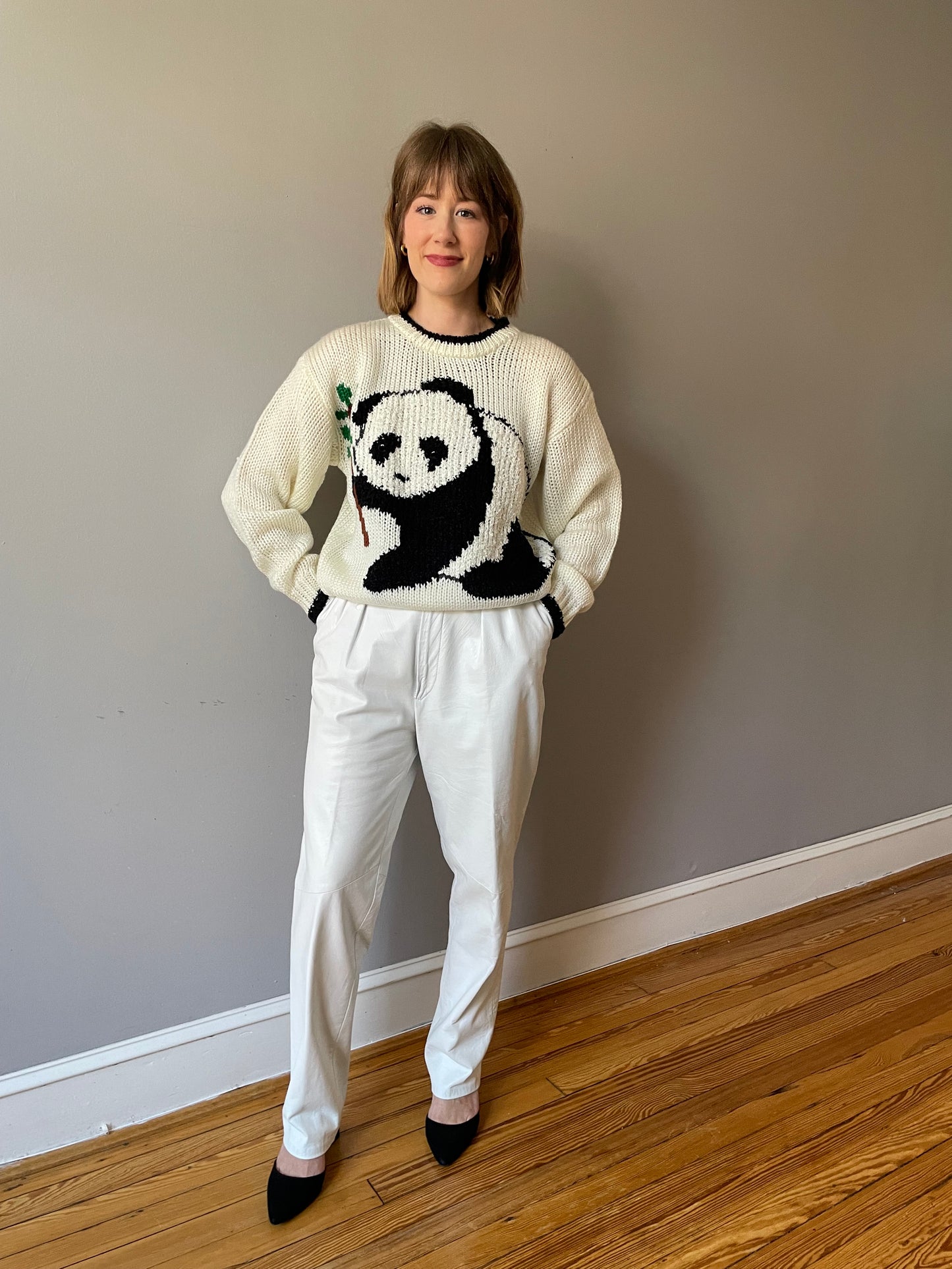 Vintage Panda Knit Sweater (Size S)