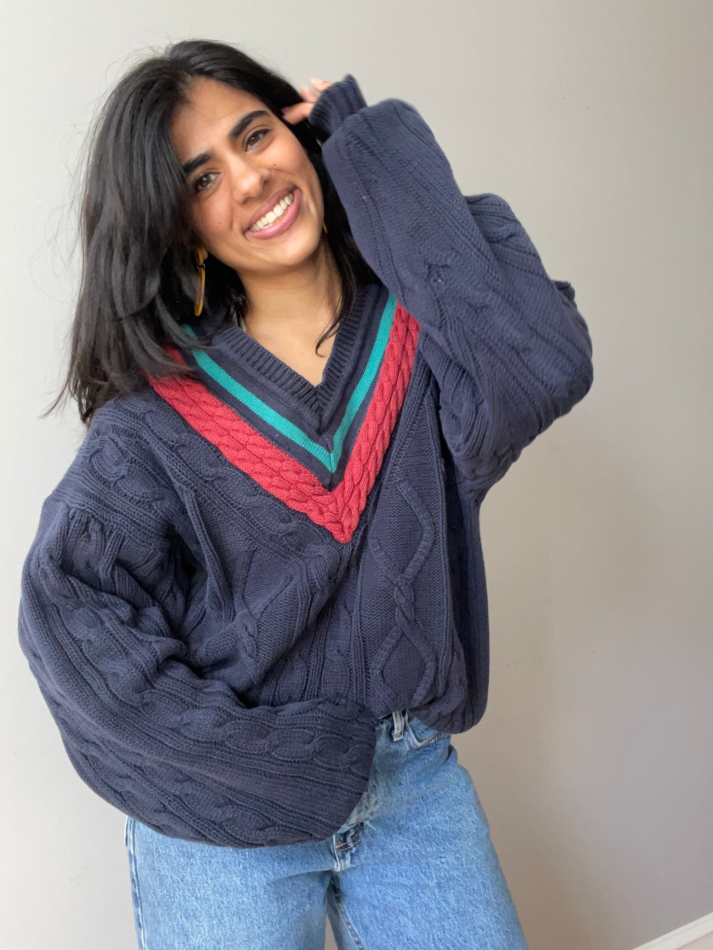 Vintage Cozy Tennis Sweater by The Lodge (Large)