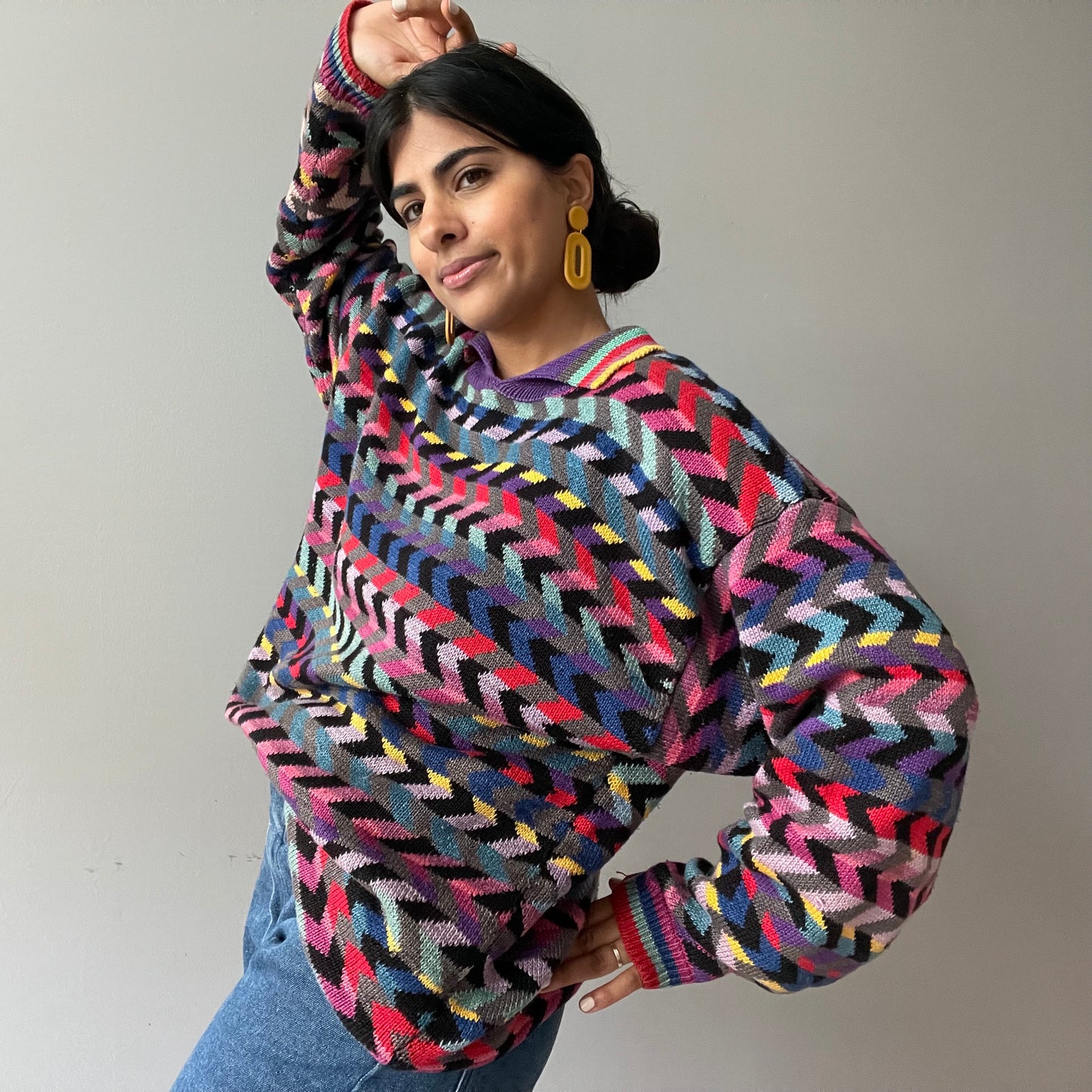 Vintage Multicolor Knit Sweater by Christine Foley (Size L)