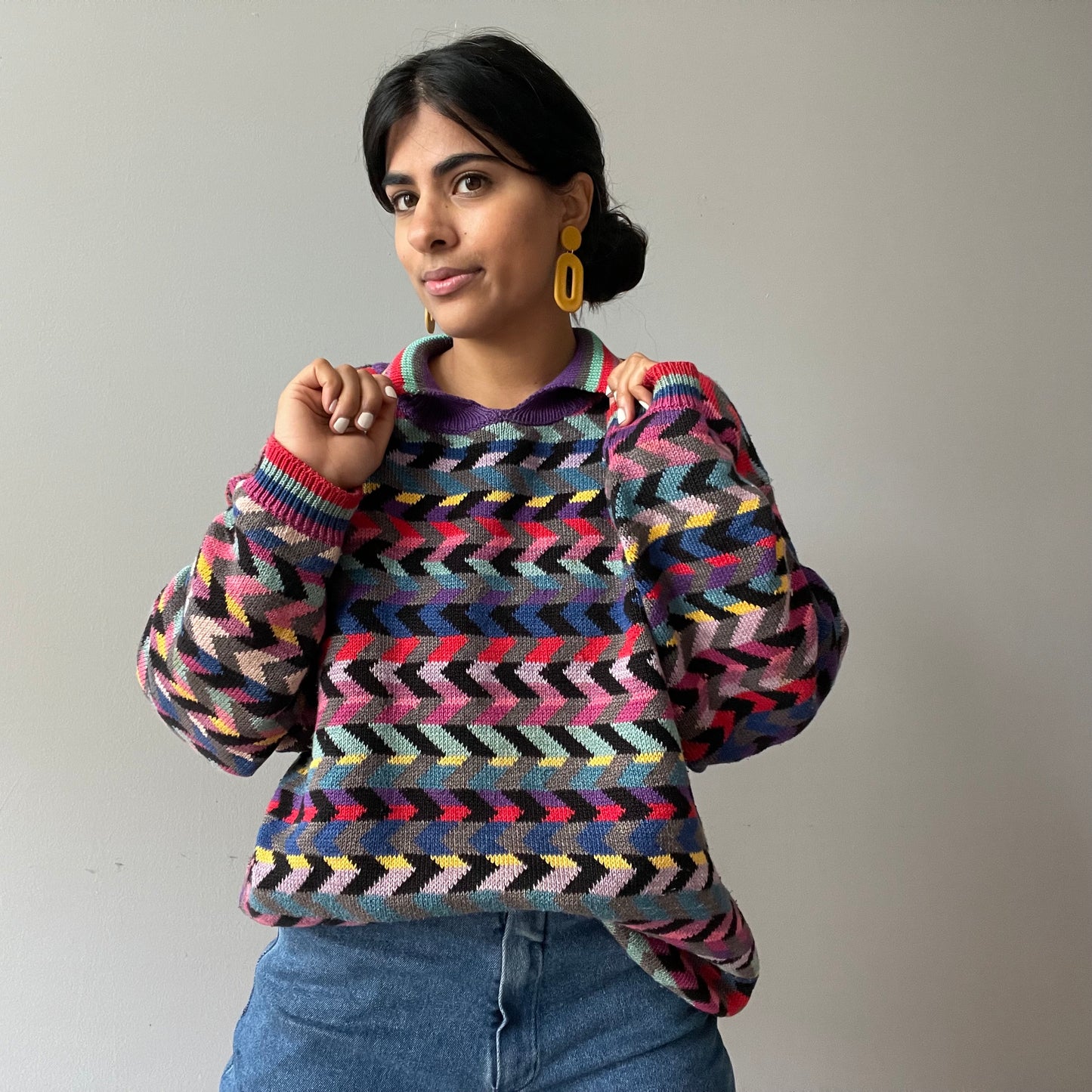 Vintage Multicolor Knit Sweater by Christine Foley (Size L)