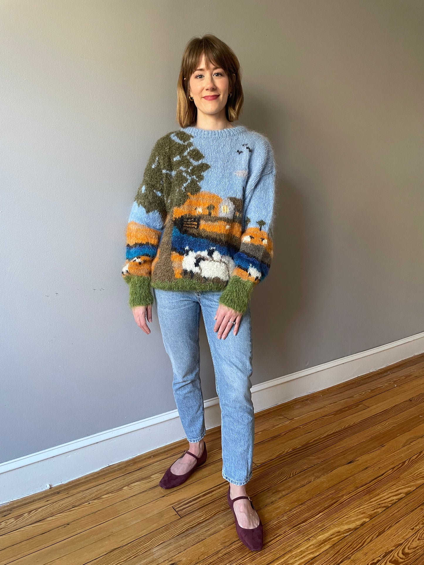 Vintage Pastoral Mohair Blend Knit by Selina Knitwear (Size M/L)