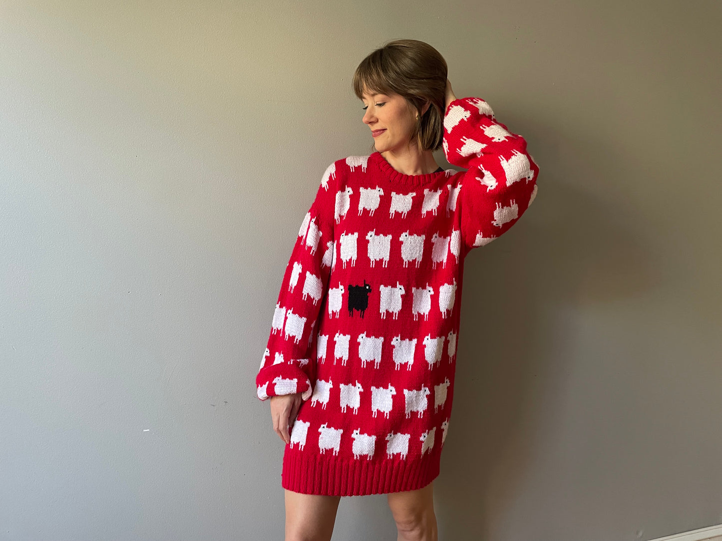 Vintage "Diana" Inspired Sheep Sweater Dress (Medium)