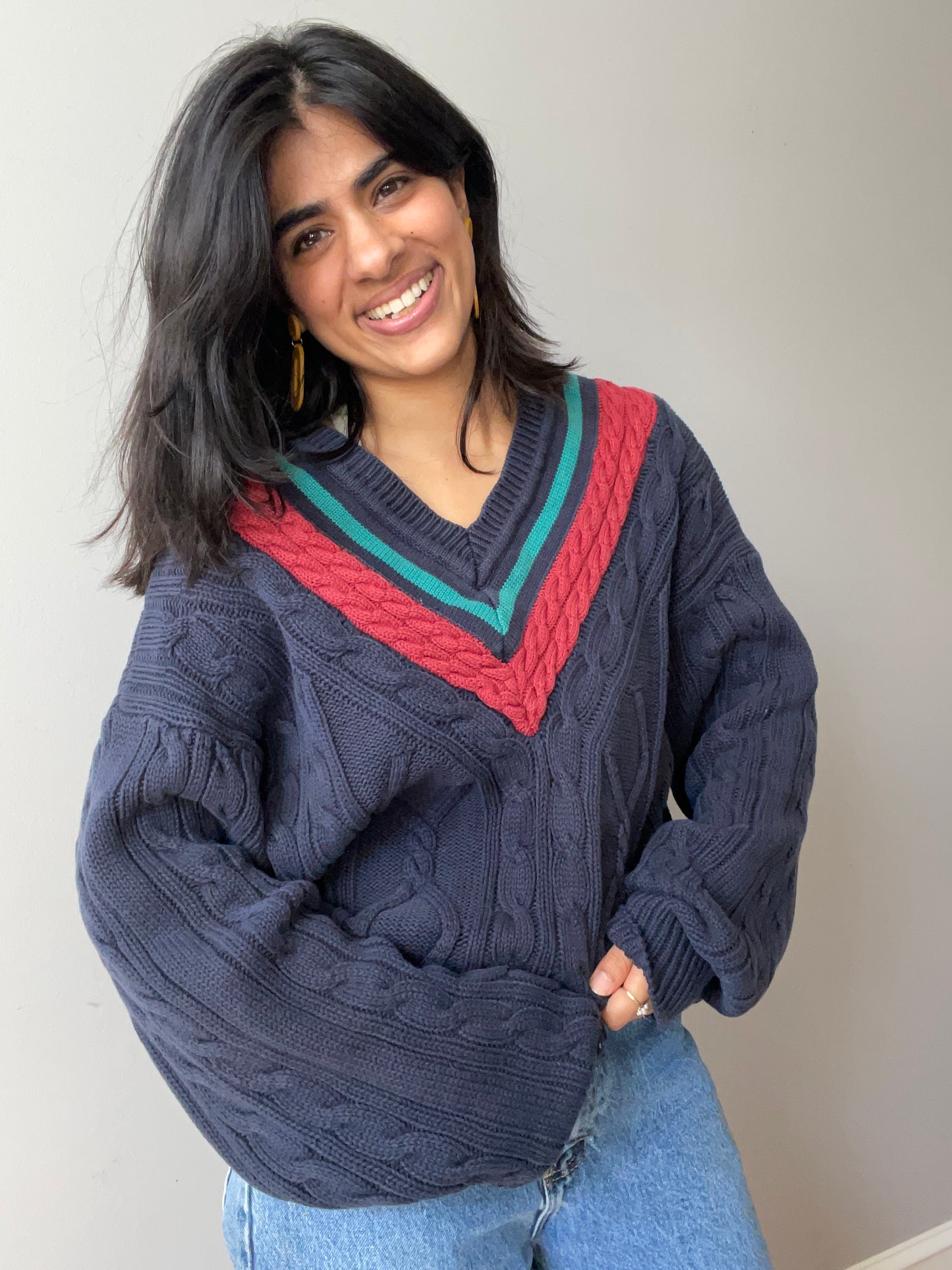 Vintage Cozy Tennis Sweater by The Lodge (Large)