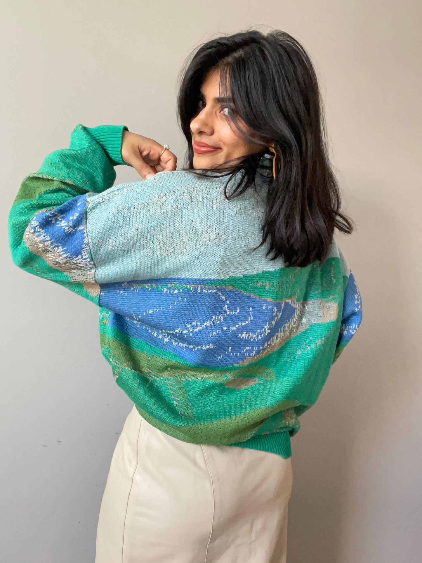 Vintage Scenic Golf Knit with Embroidery by St. Croix (Size L)