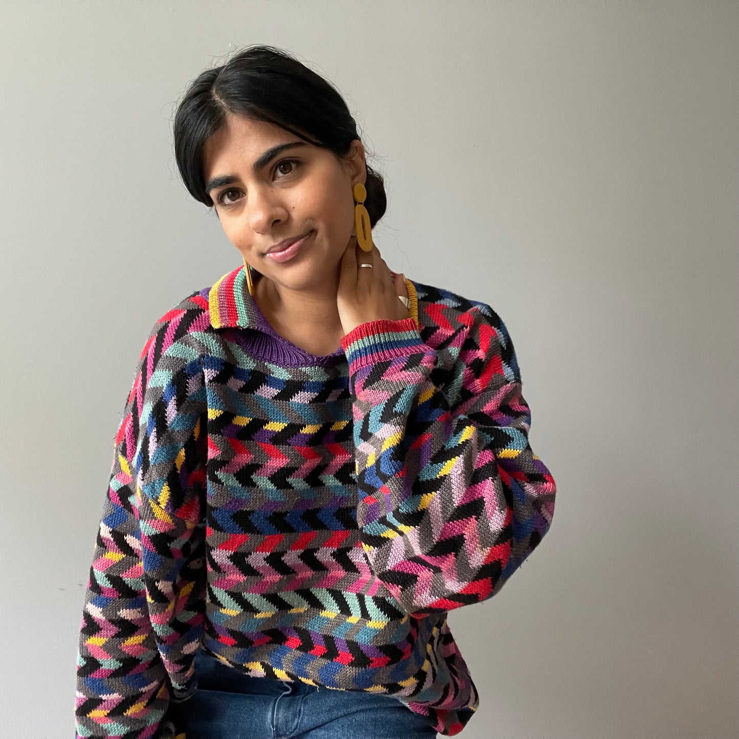 Vintage Multicolor Knit Sweater by Christine Foley (Size L)