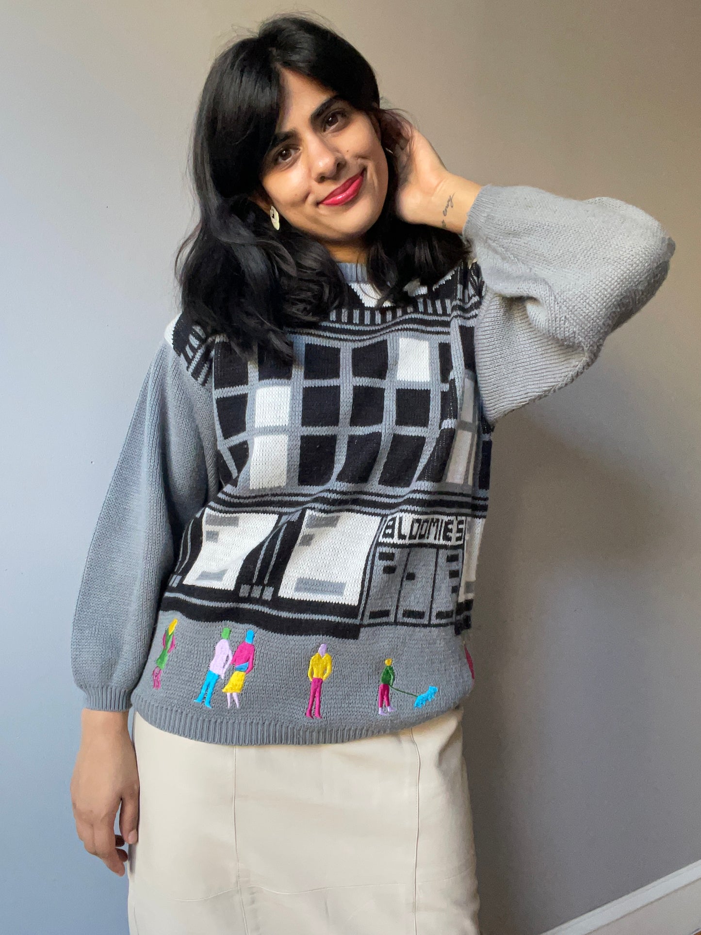 Vintage "Bloomies" Cityscape Knit (Size S)