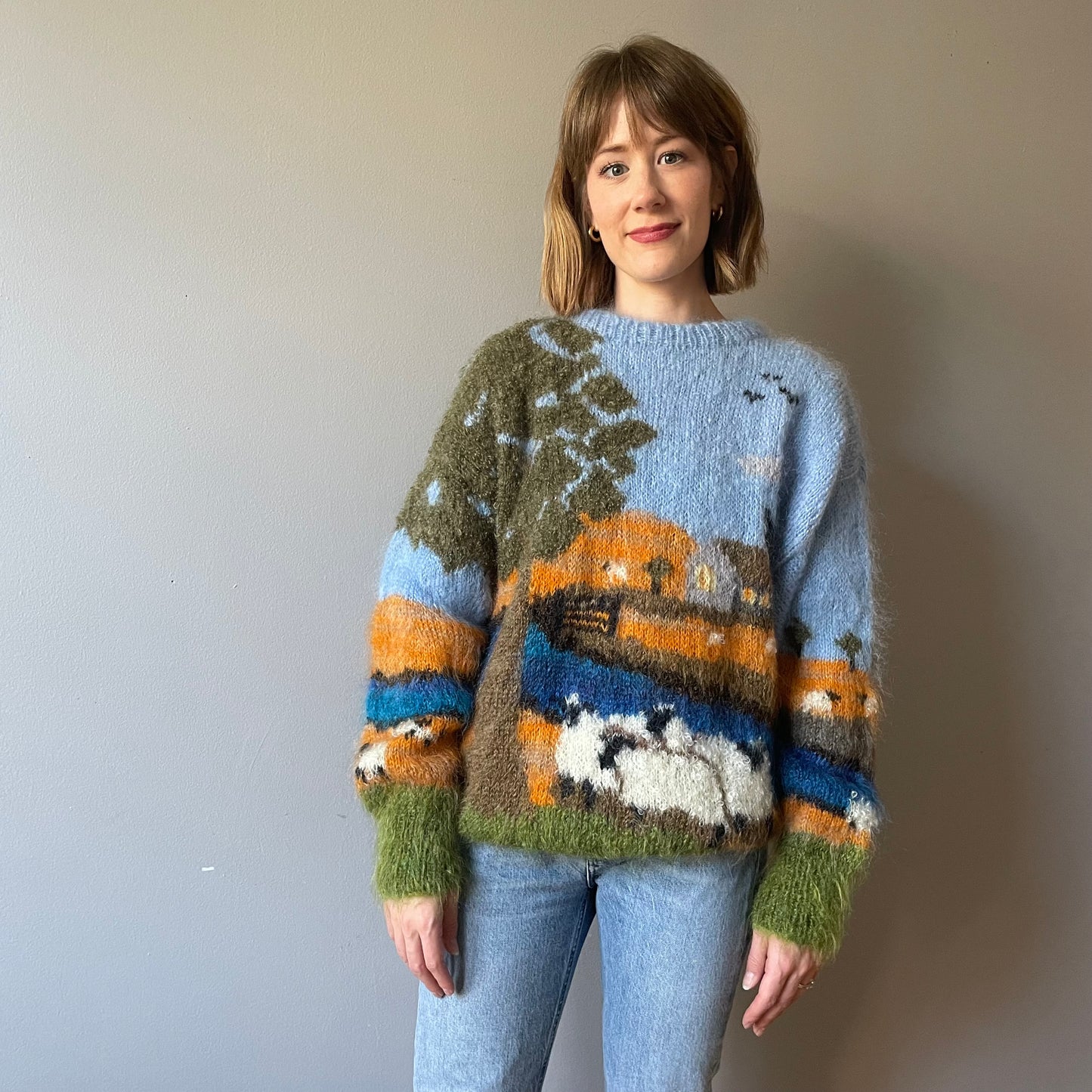 Vintage Pastoral Mohair Blend Knit by Selina Knitwear (Size M/L)