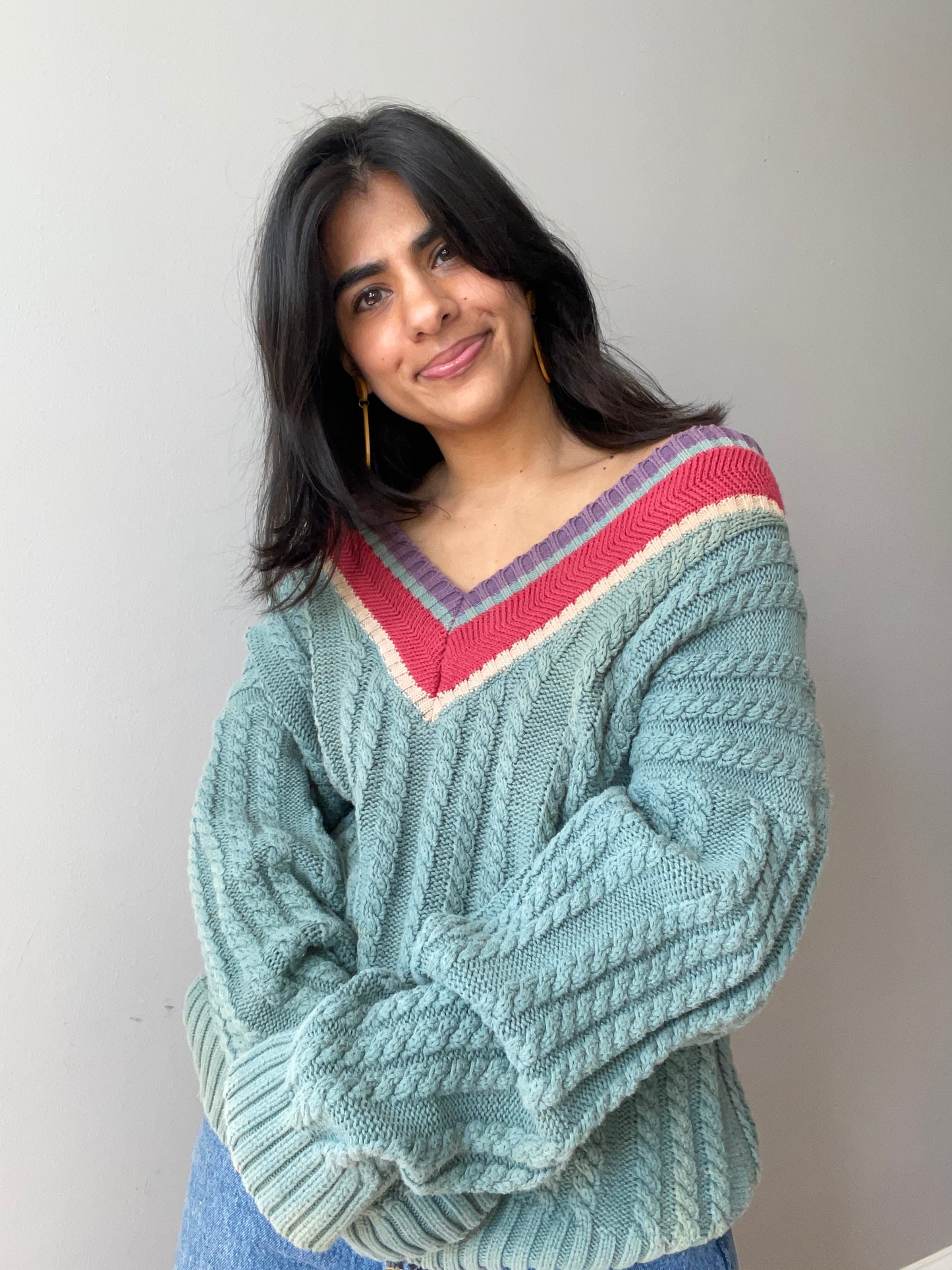 Vintage Mint Tennis Sweater (Size L)