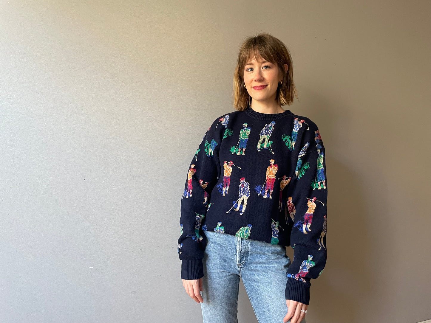 Vintage Pop-Art Golfer Knit (Size M/L)