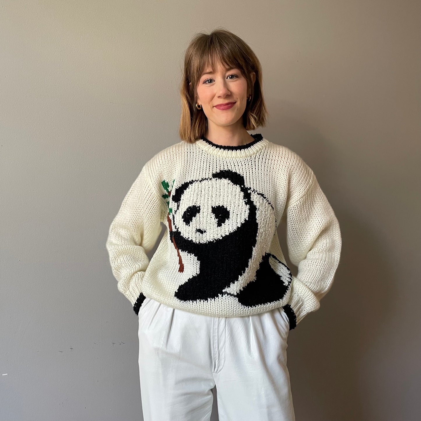 Vintage Panda Knit Sweater (Size S)