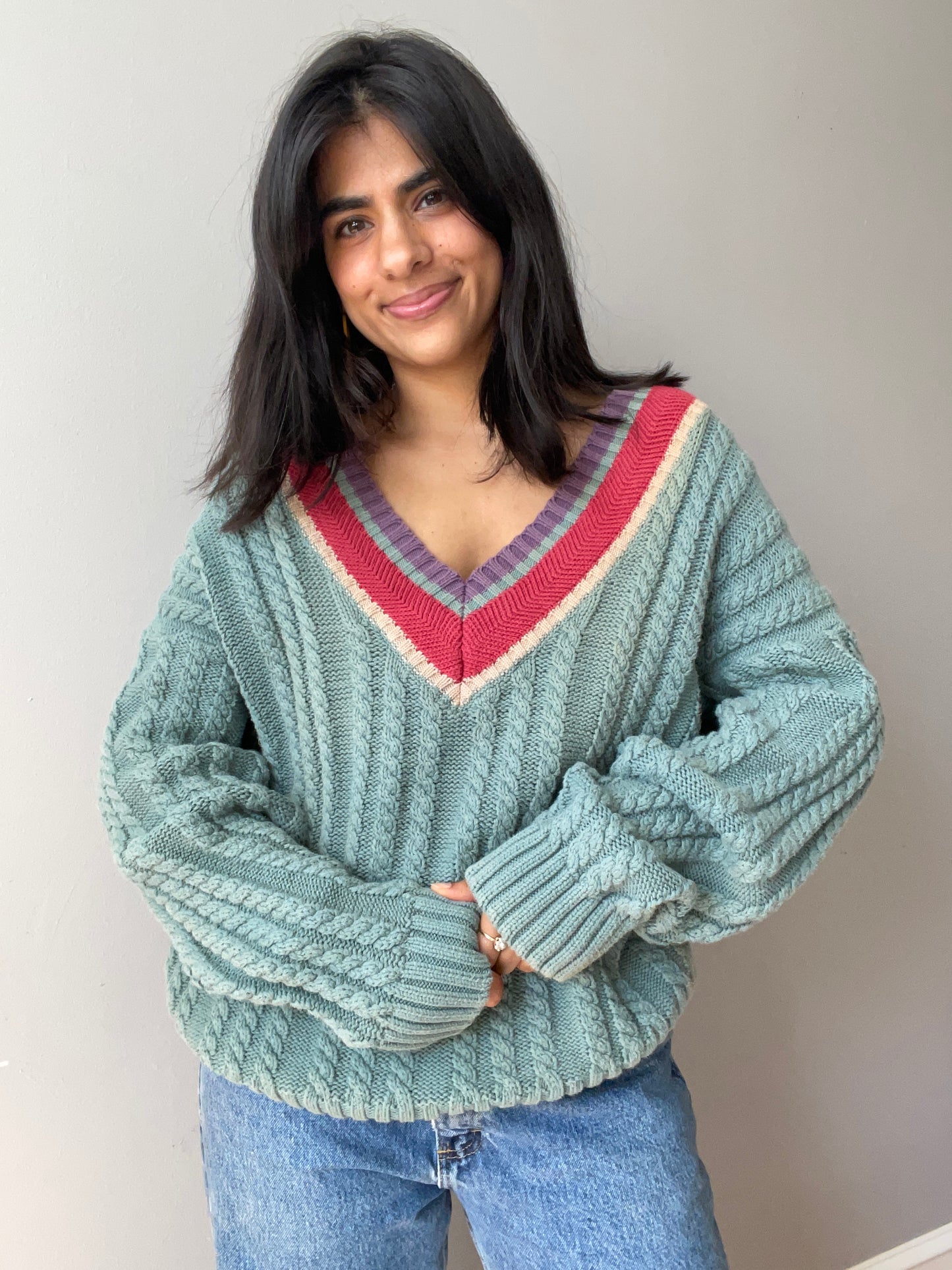 Vintage Mint Tennis Sweater (Size L)