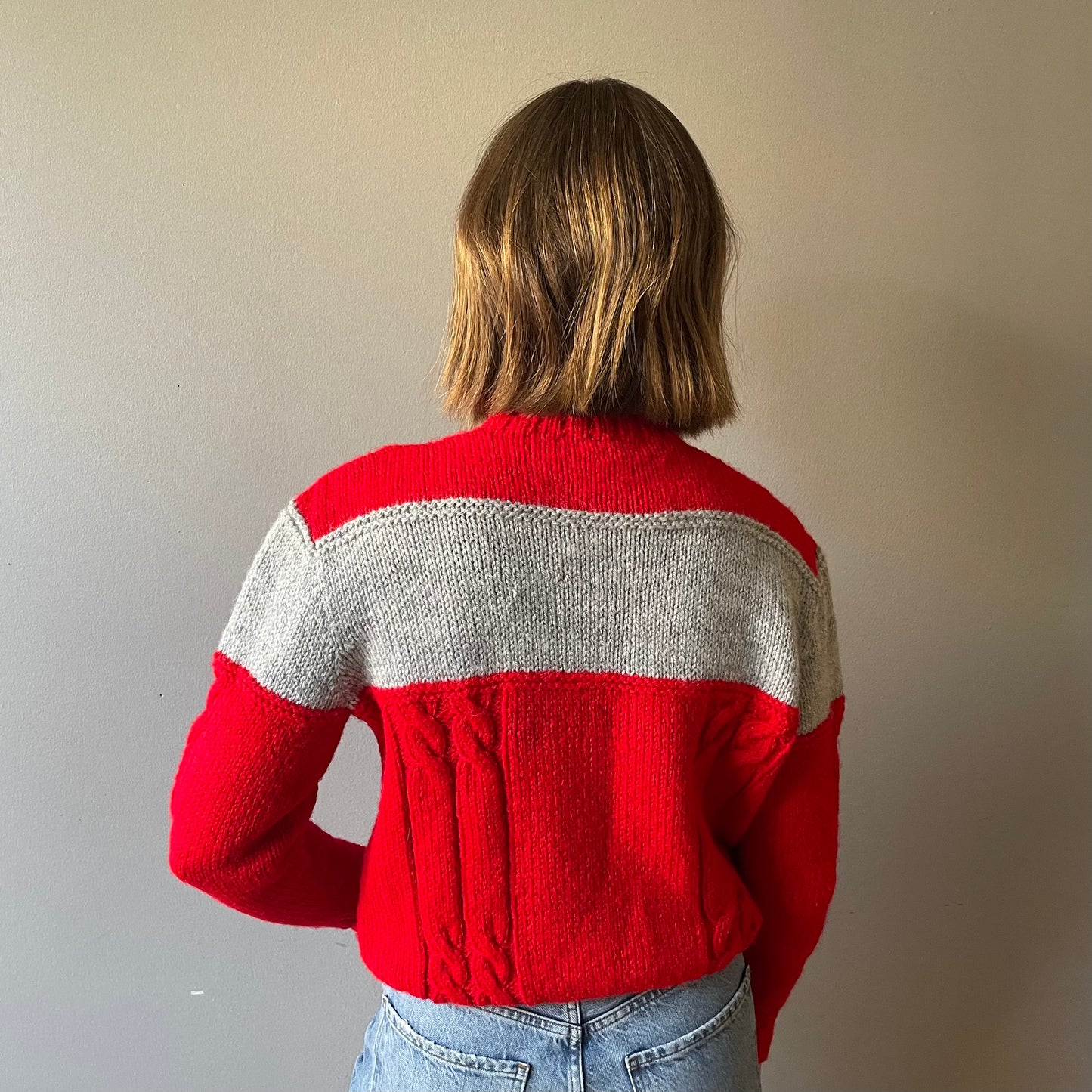Vintage Cherry Red Sheep Sweater (Size XS/S)