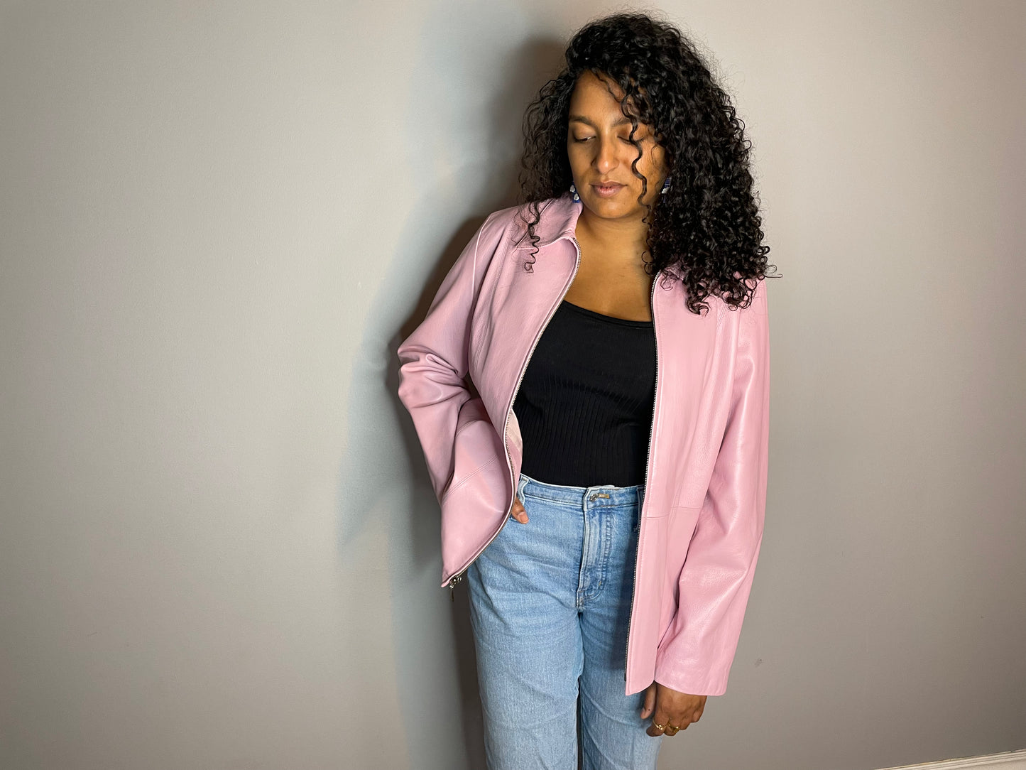 Vintage Pink Buttery Leather Jacket (Large/XL)