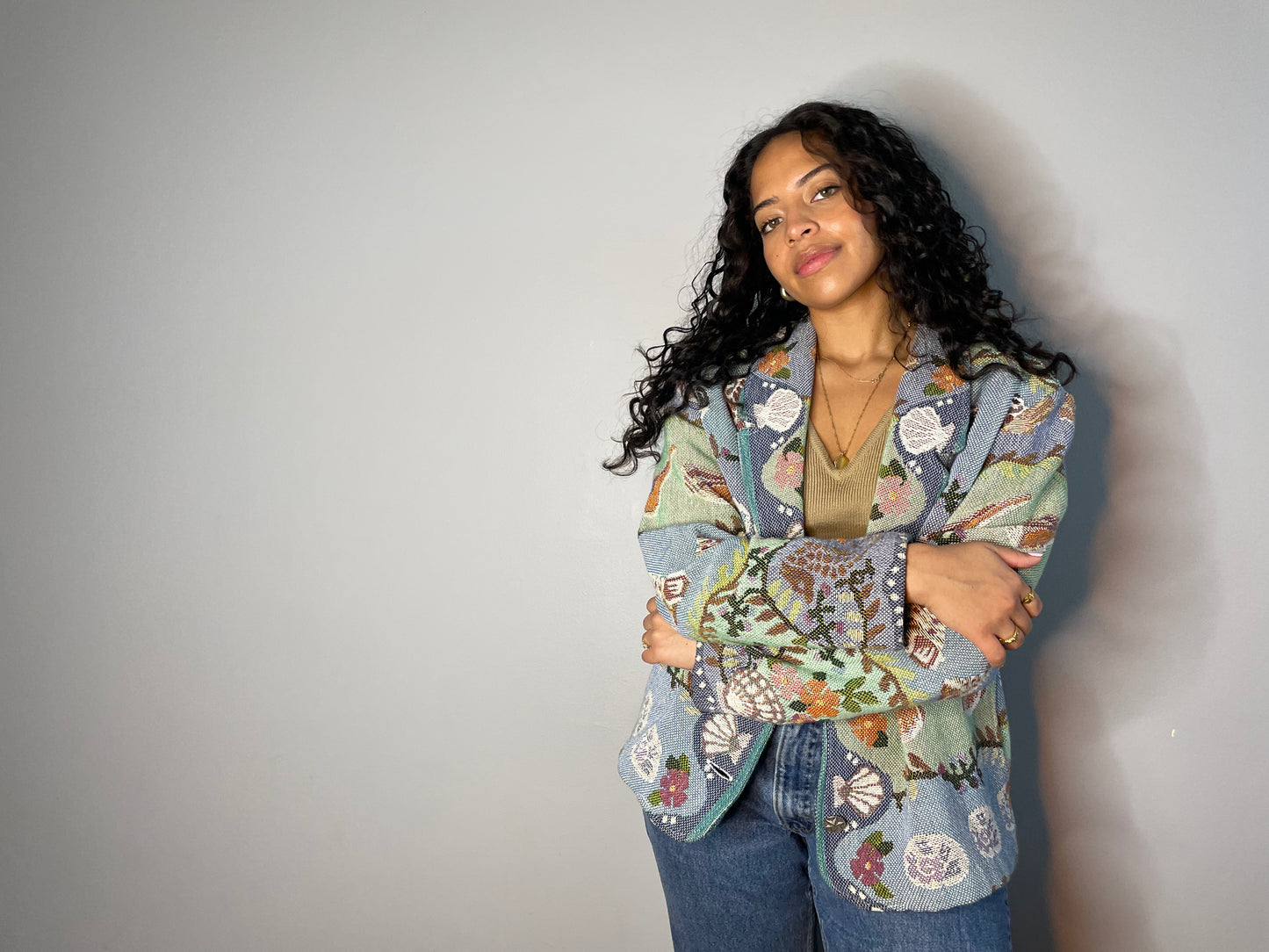 Vintage Seashell Tapestry Jacket (Large)