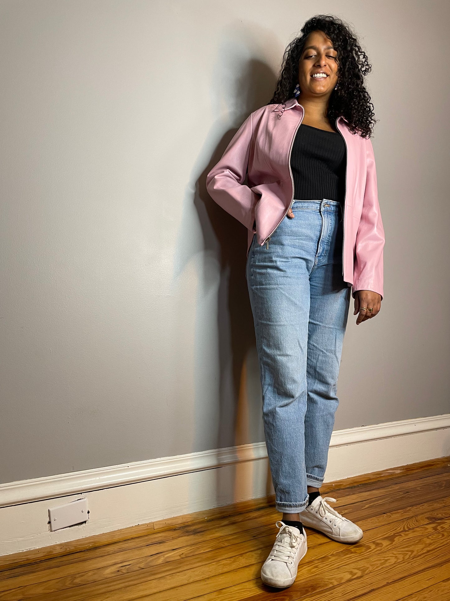 Vintage Pink Buttery Leather Jacket (Large/XL)