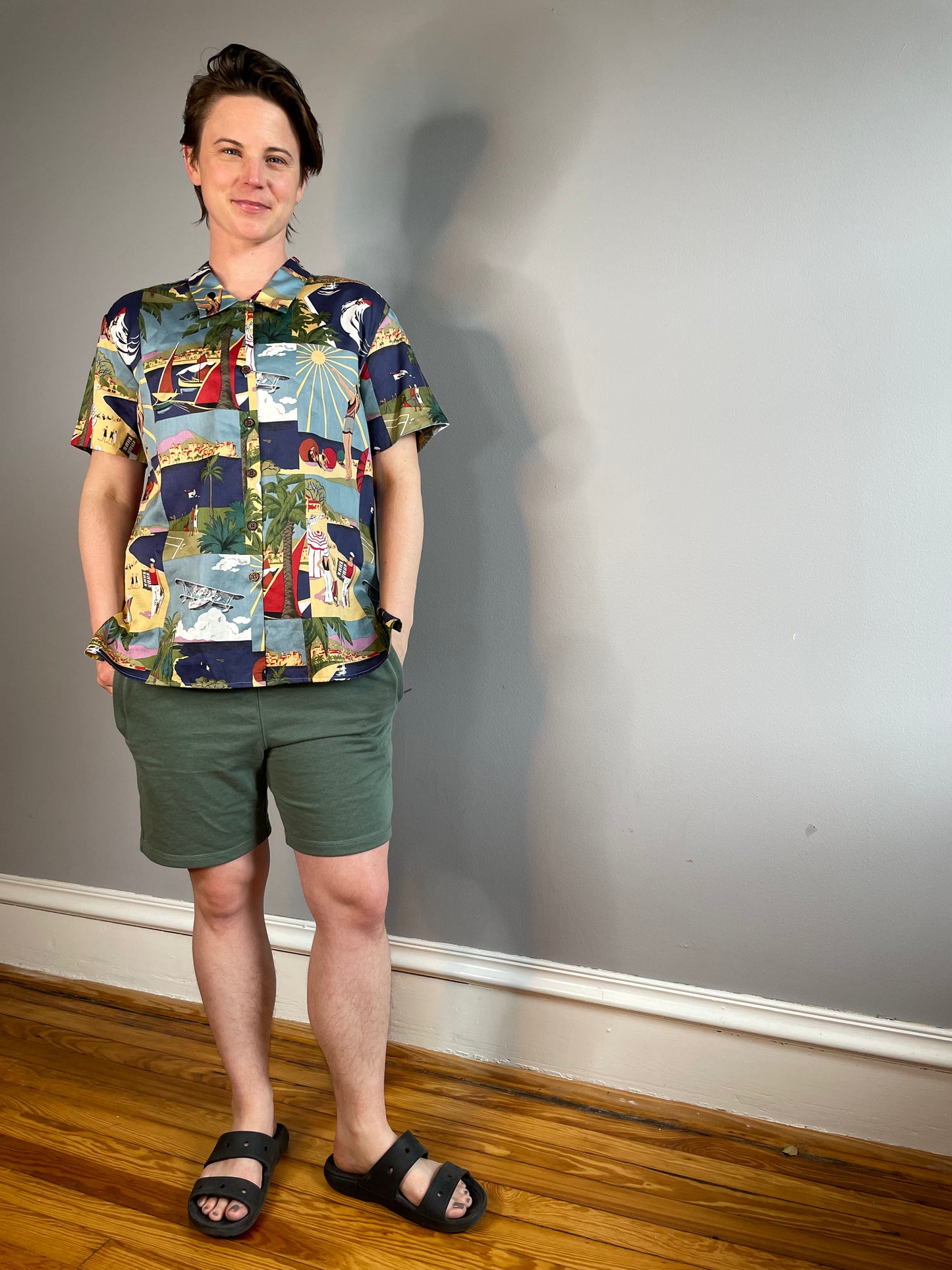 Vintage Patchwork Vacation Print Shirt (Women's Medium)