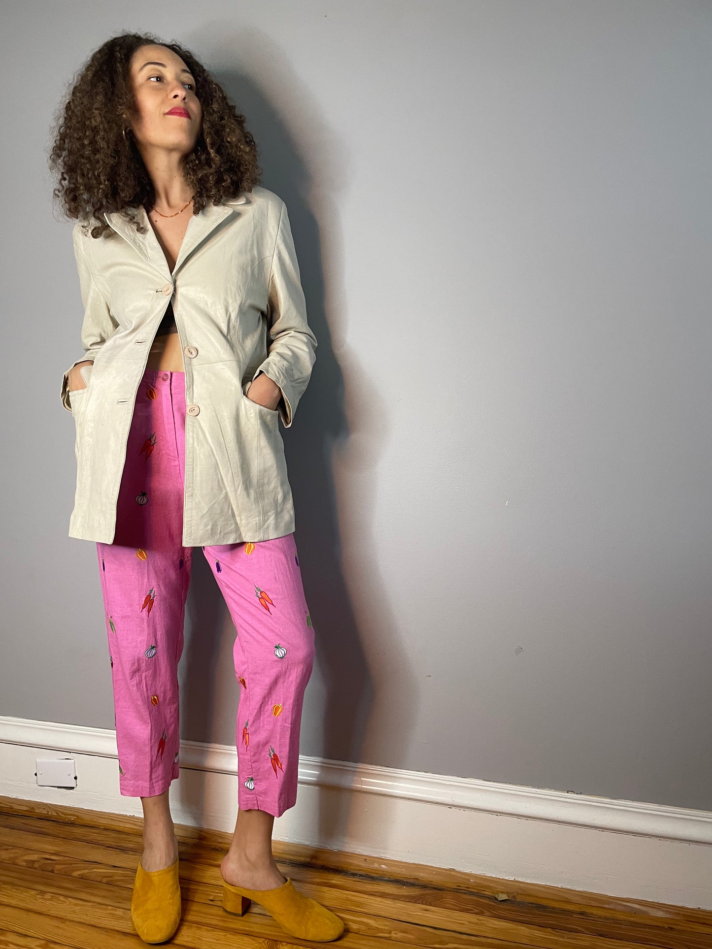 Vintage Perfectly Worn Creme Leather Blazer (Medium) - AS IS