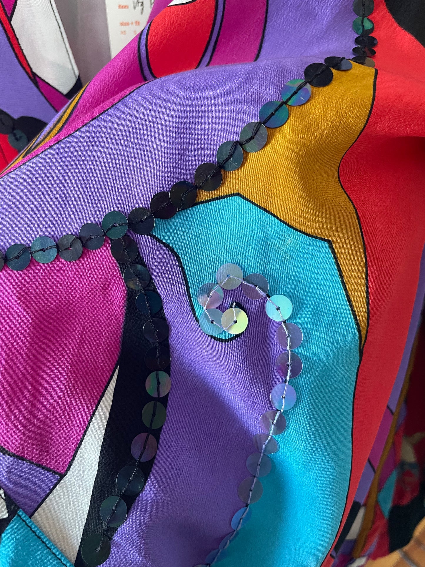 Vintage Silk + Sequin Psychedelic Bomber (Medium)