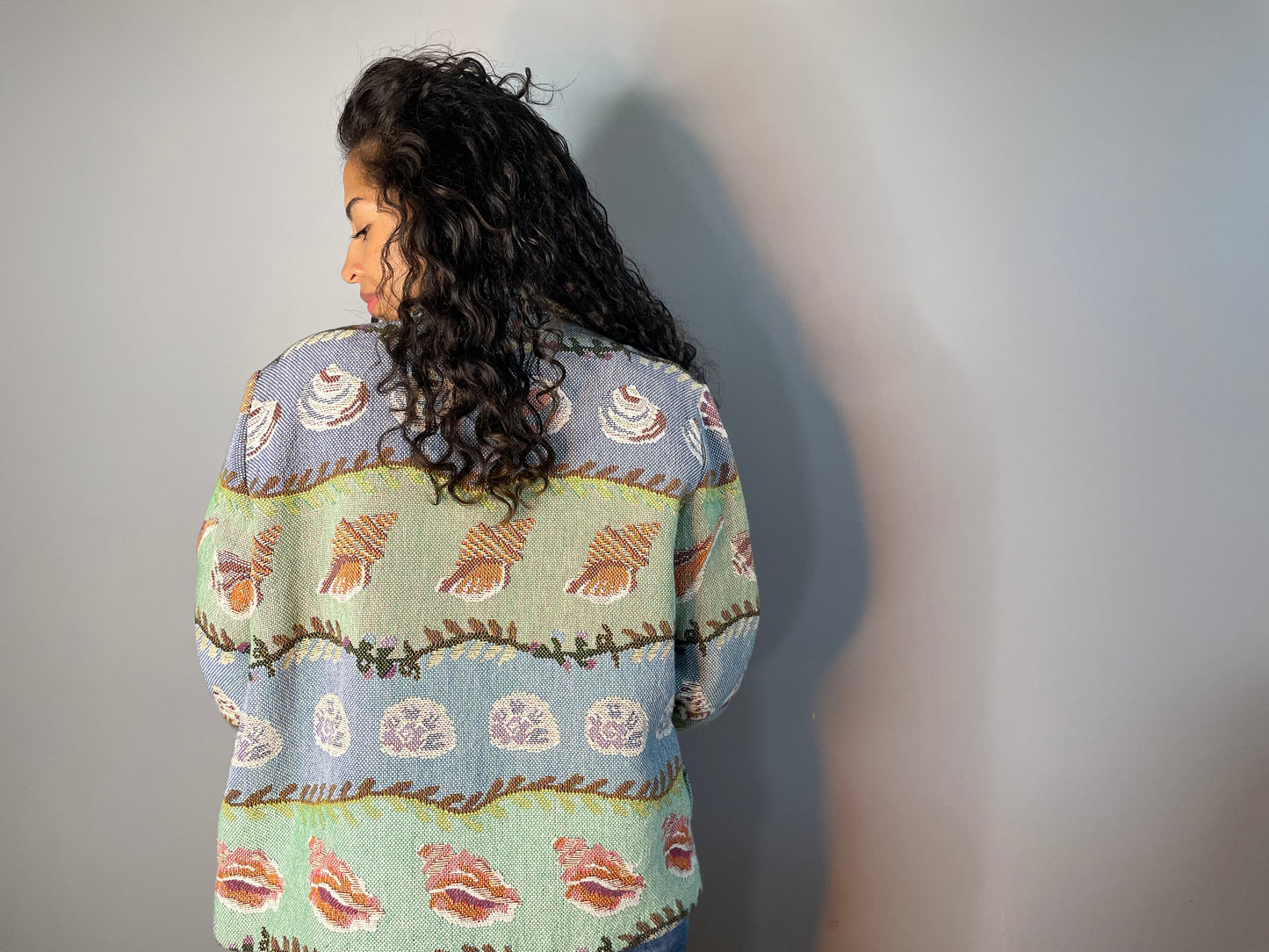Vintage Seashell Tapestry Jacket (Large)
