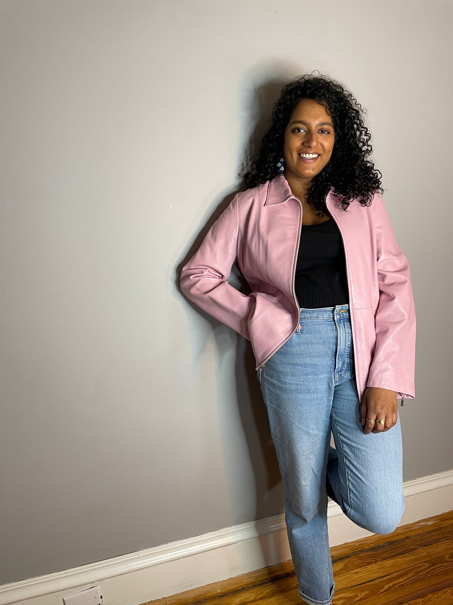 Vintage Pink Buttery Leather Jacket (Large/XL)
