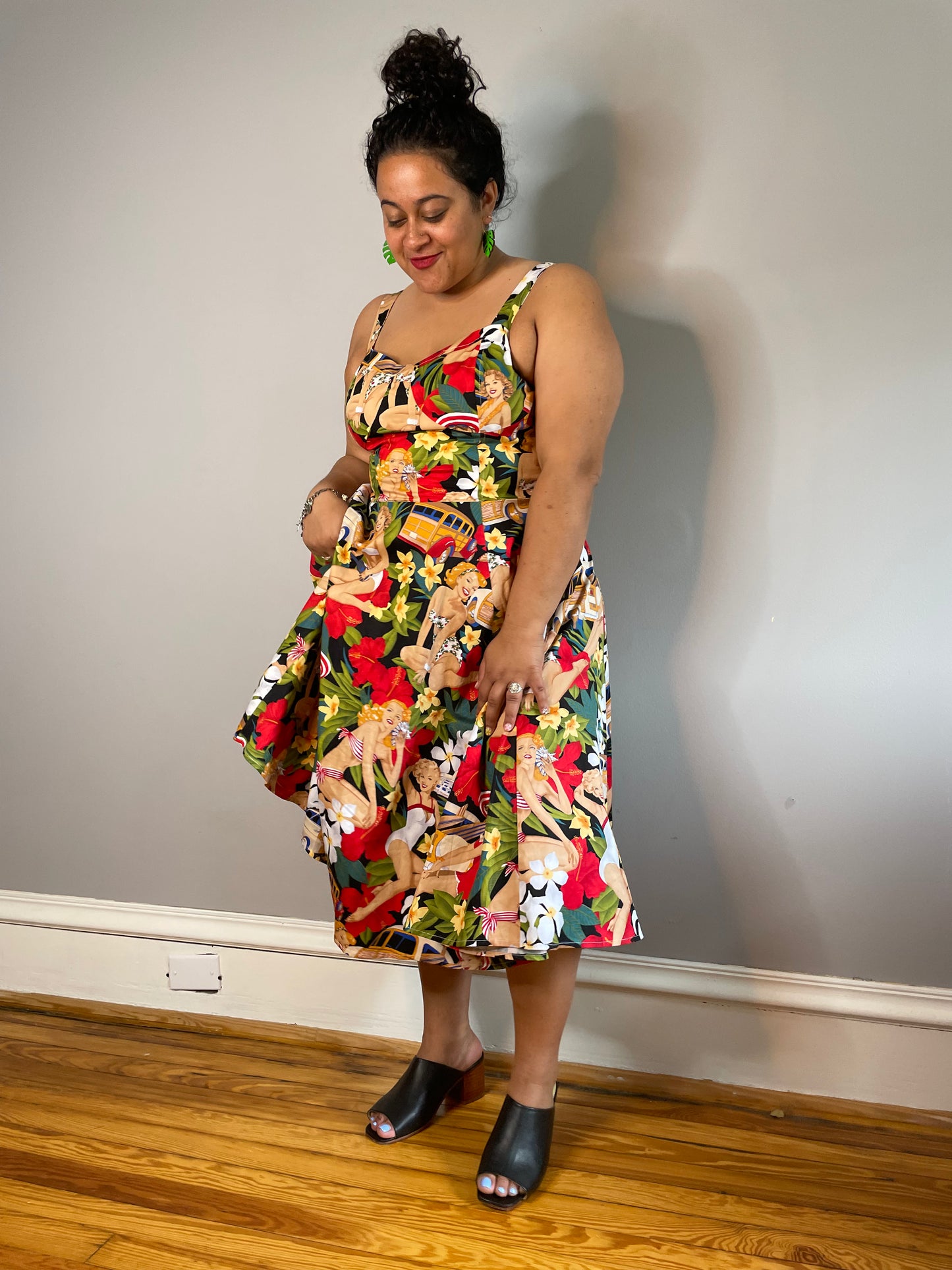 Modern Pinup Print Dress (Size XL/2XL)