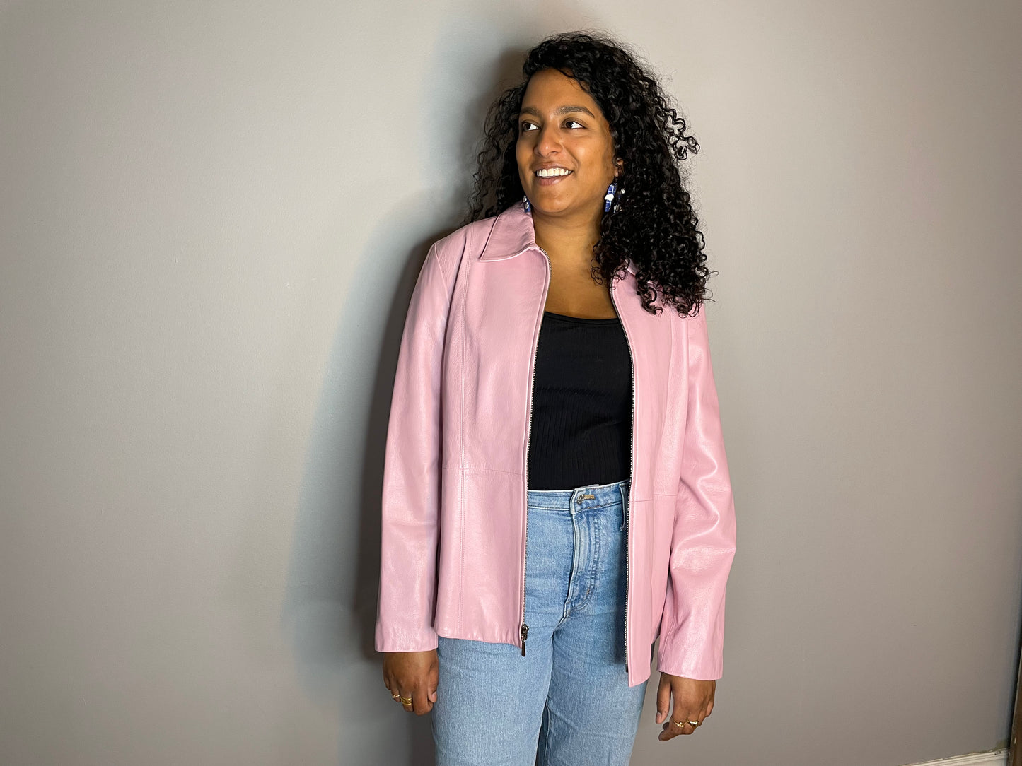Vintage Pink Buttery Leather Jacket (Large/XL)