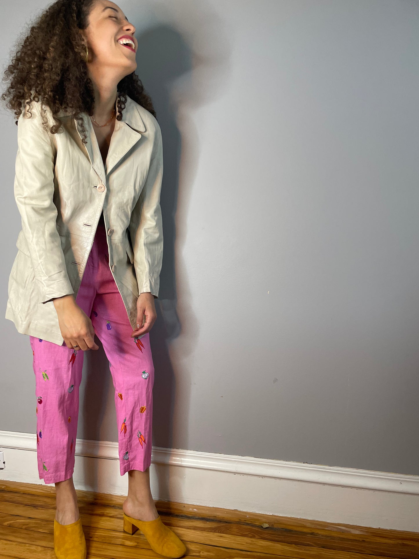 Vintage Perfectly Worn Creme Leather Blazer (Medium) - AS IS