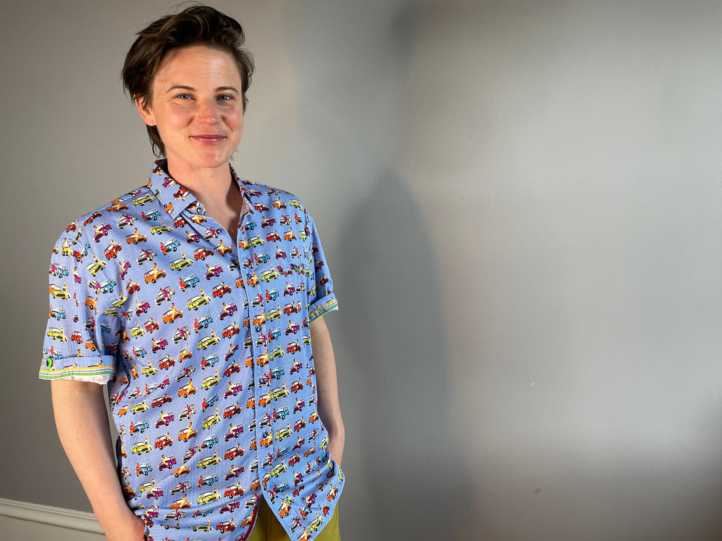 Modern Pin-Up Print Button Up (Men's S/M)