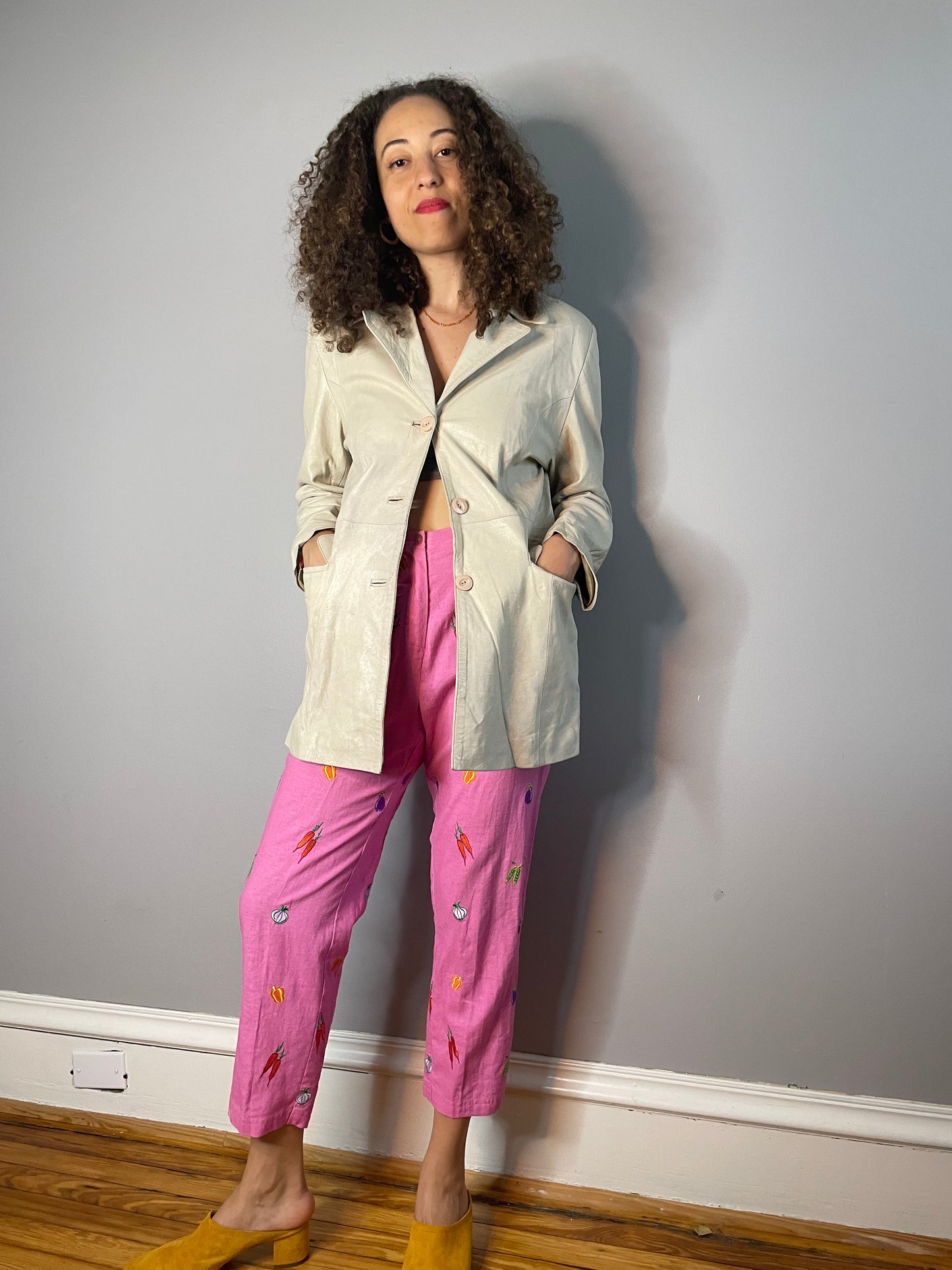 Vintage Perfectly Worn Creme Leather Blazer (Medium) - AS IS