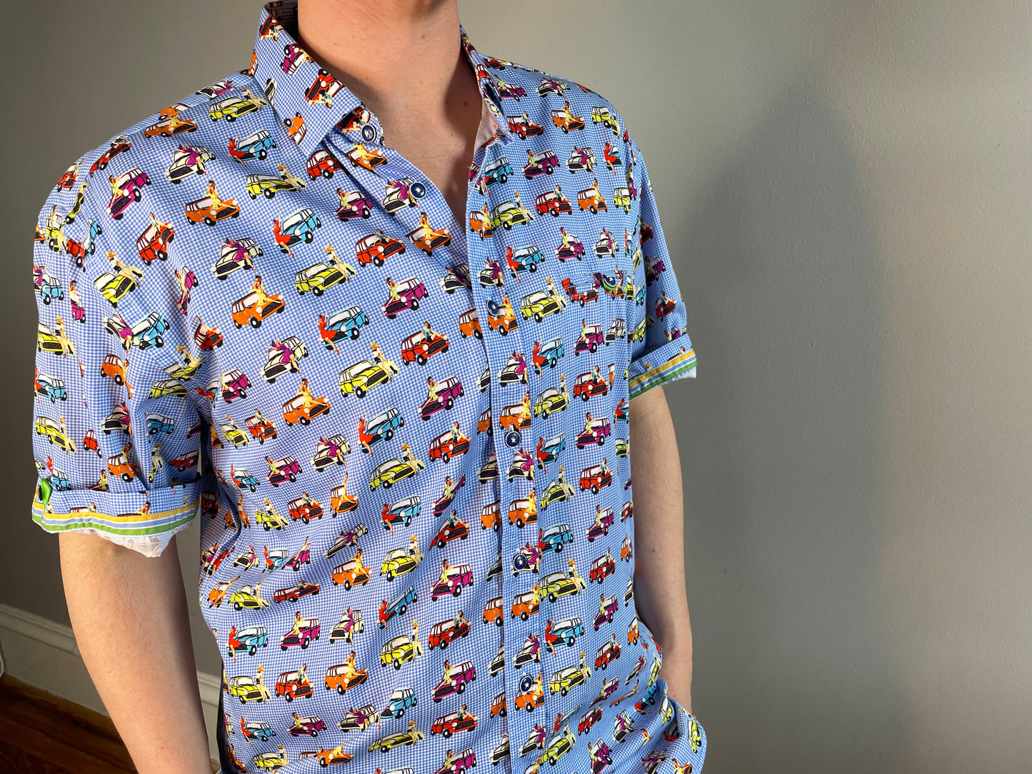 Modern Pin-Up Print Button Up (Men's S/M)