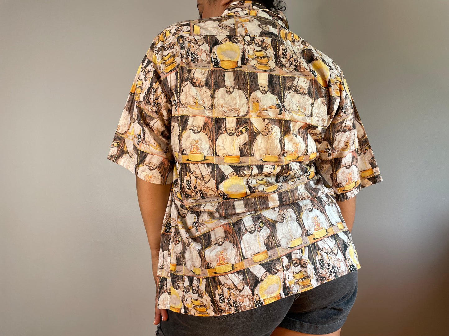 Vintage Chef Print Shirt (Men's Large)