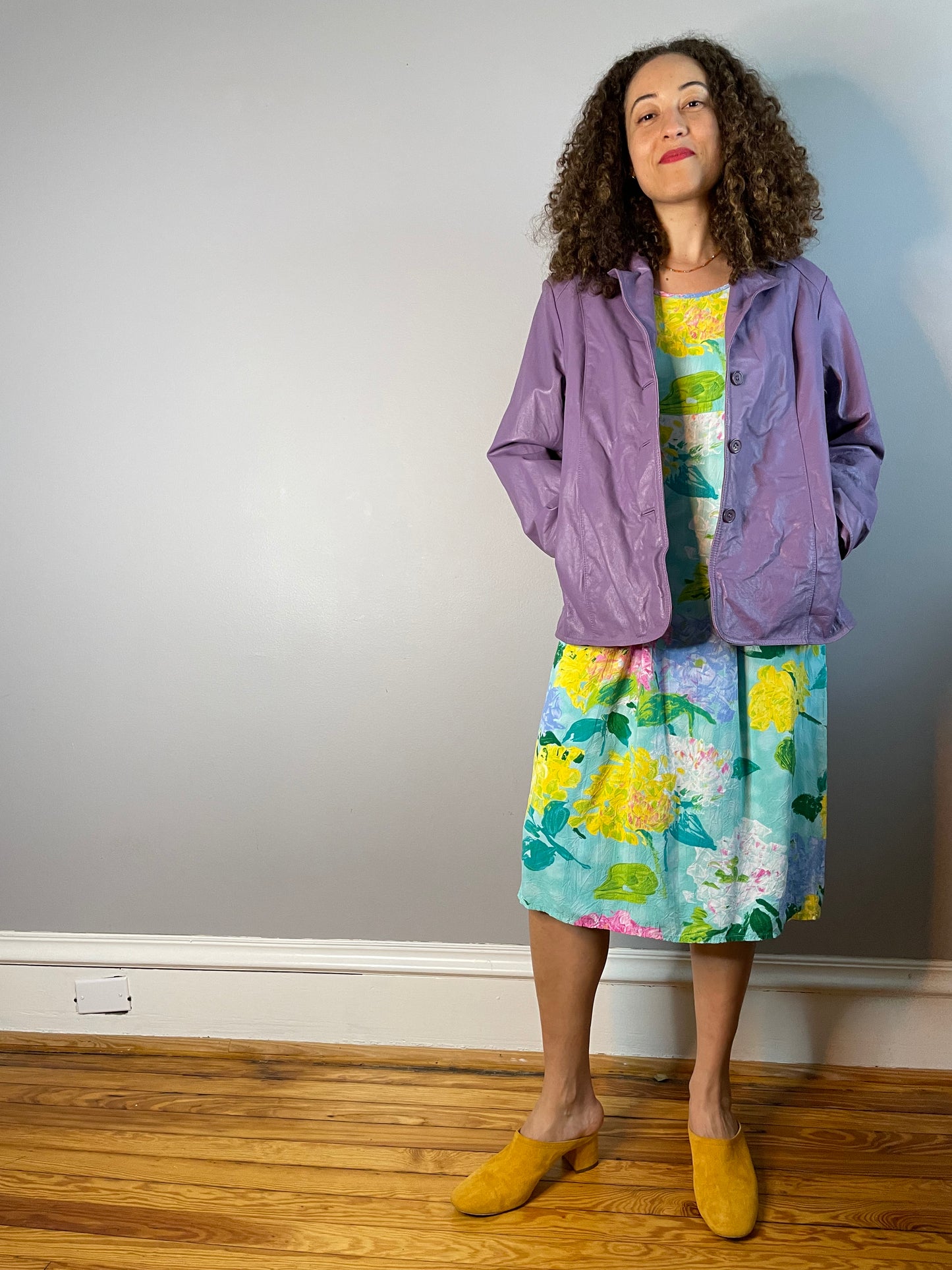 Vintage Purple Leather Jacket (Medium/Leather)