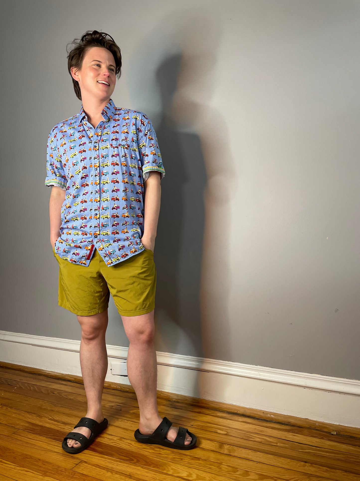 Modern Pin-Up Print Button Up (Men's S/M)