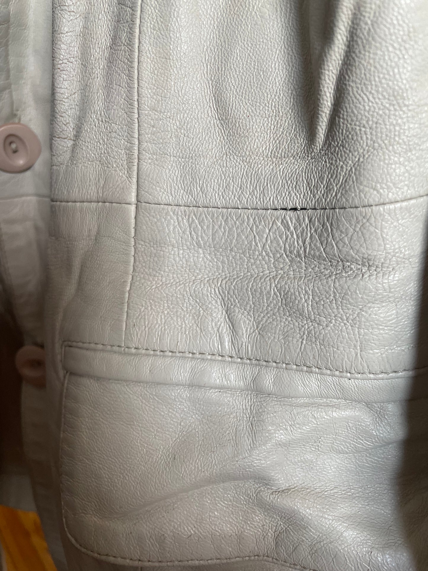 Vintage Perfectly Worn Creme Leather Blazer (Medium) - AS IS