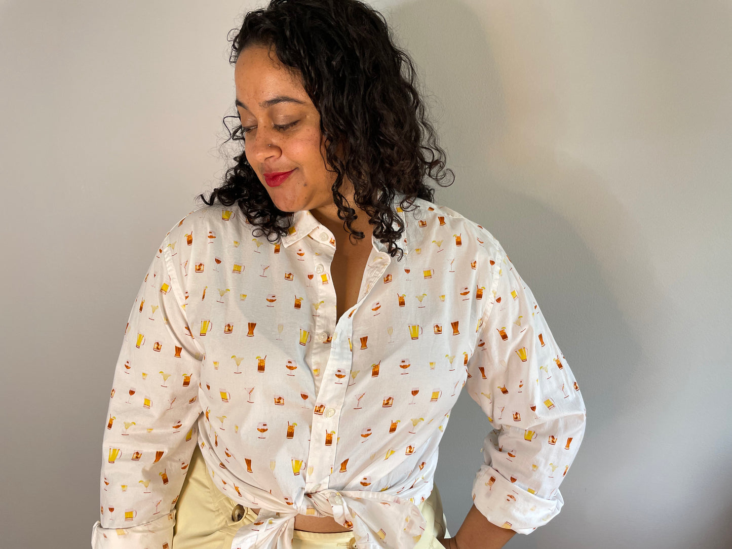 Vintage Rare Cocktail Print Shirt (Men's Large)